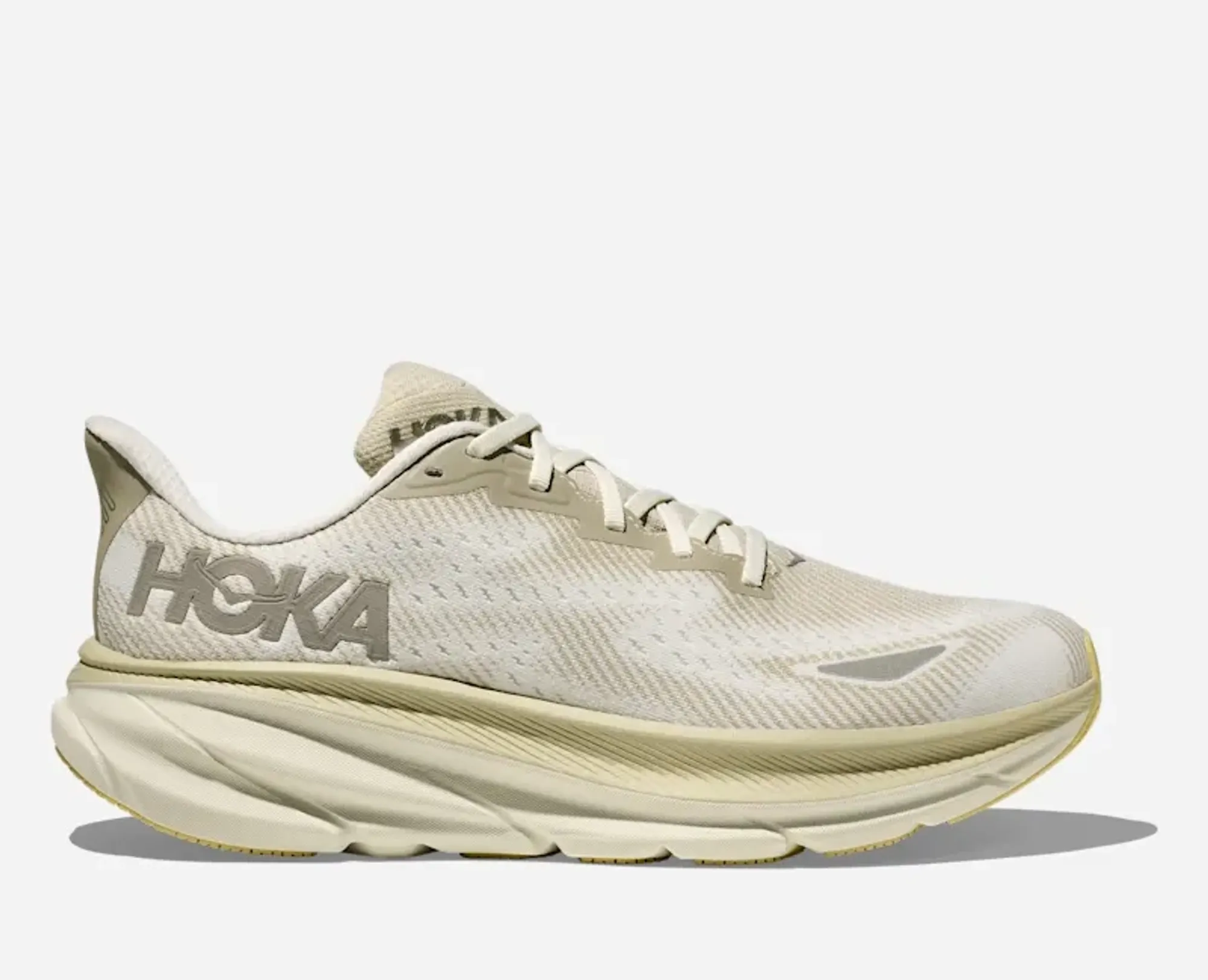 Hoka Men's Clifton 9 Gore-Tex Road Running Shoes In Oyster Mushroom/Truffle Salt