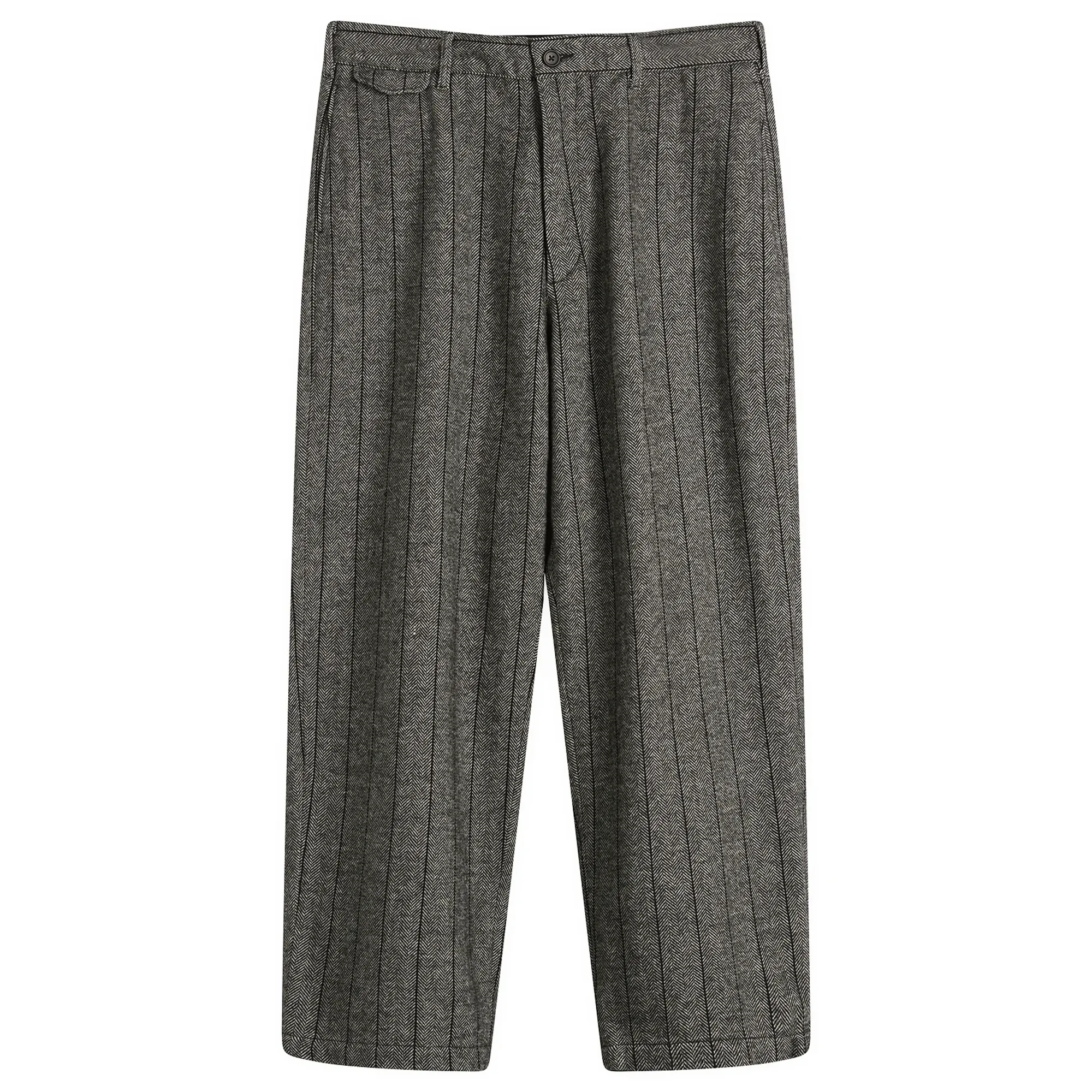 Engineered Garments Men's Herringbone Wool Officer Pant Dark Grey