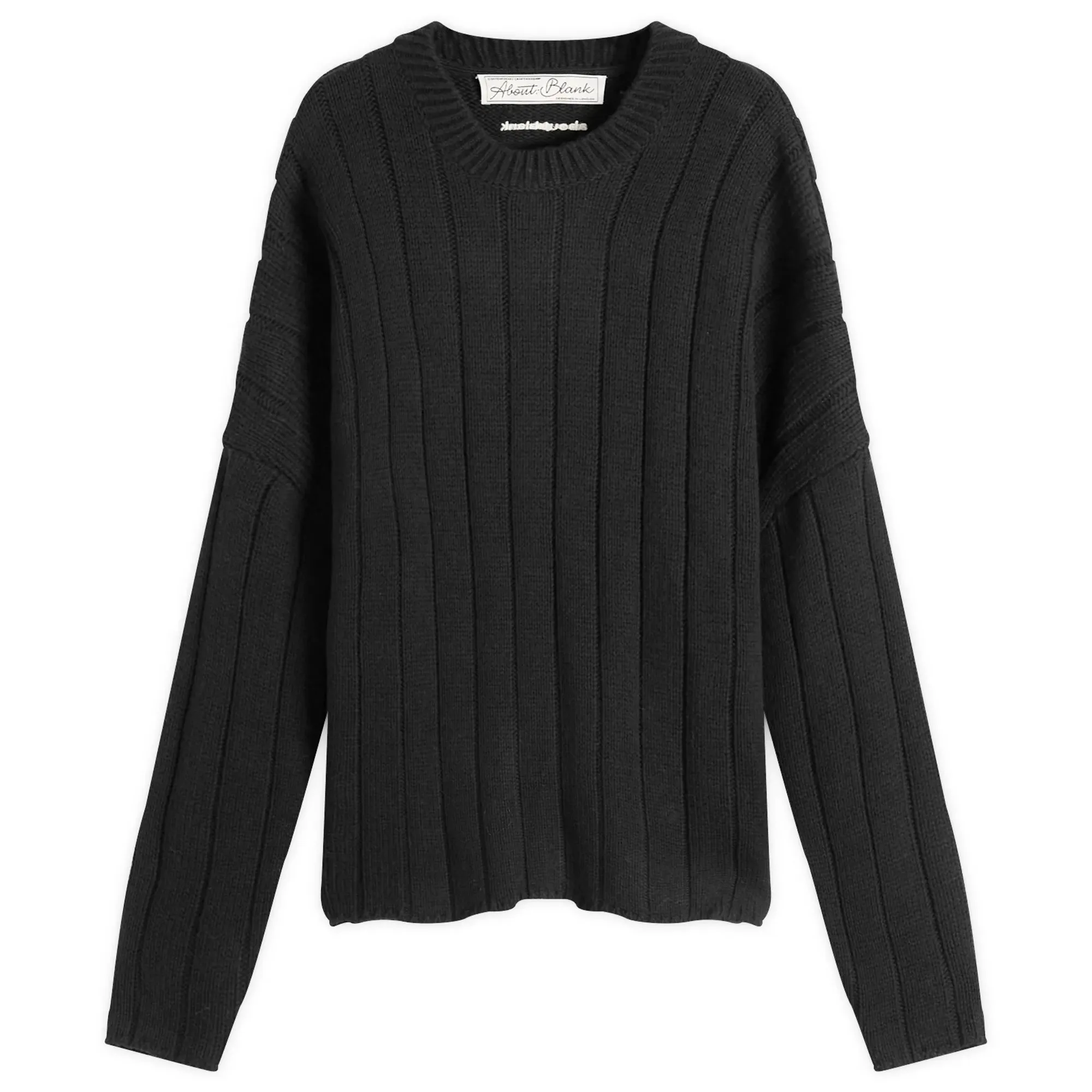 about:blank Men's Large Rib Knit Crew Black