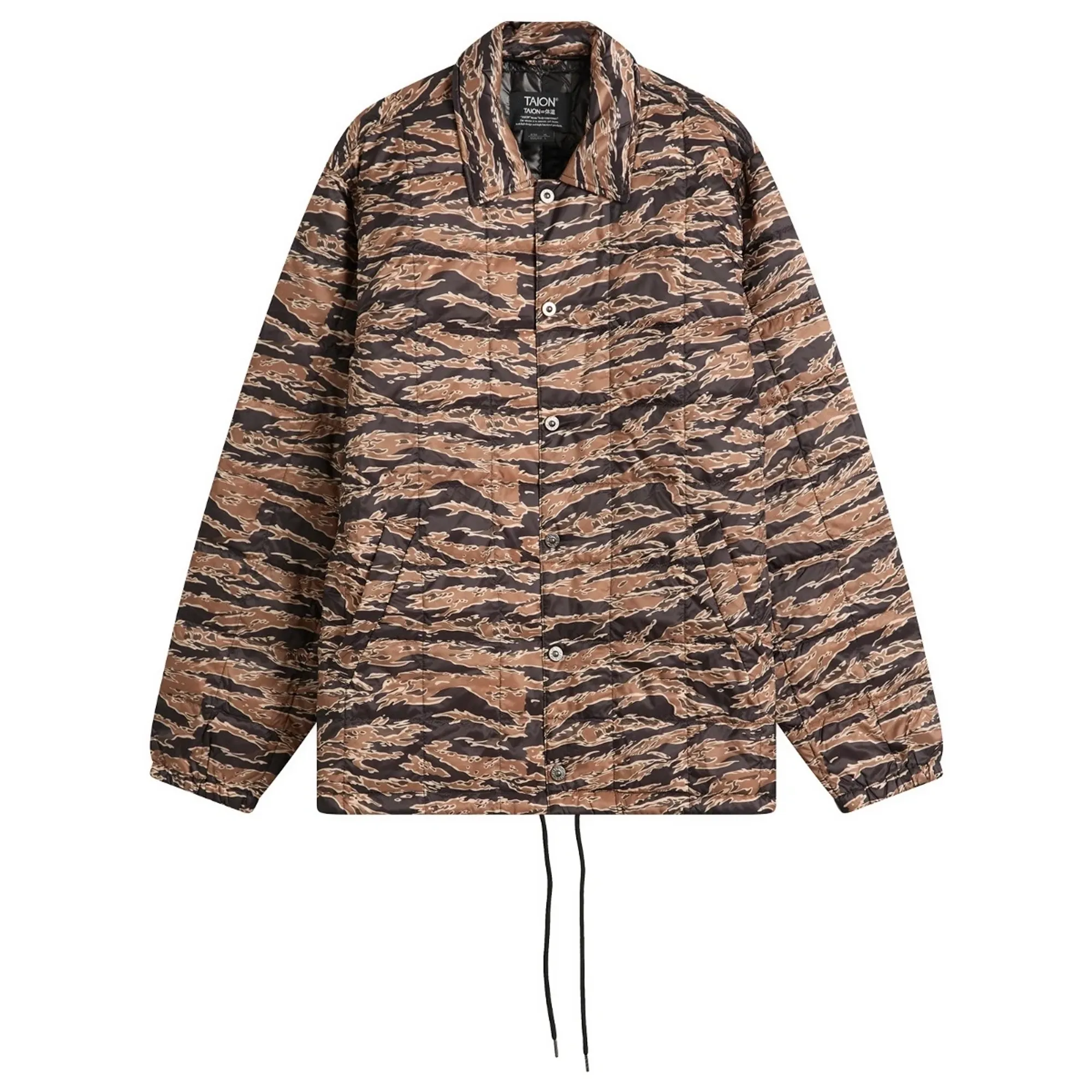 Taion Men's Down Coach Jacket Black/Gold Tiger Camo