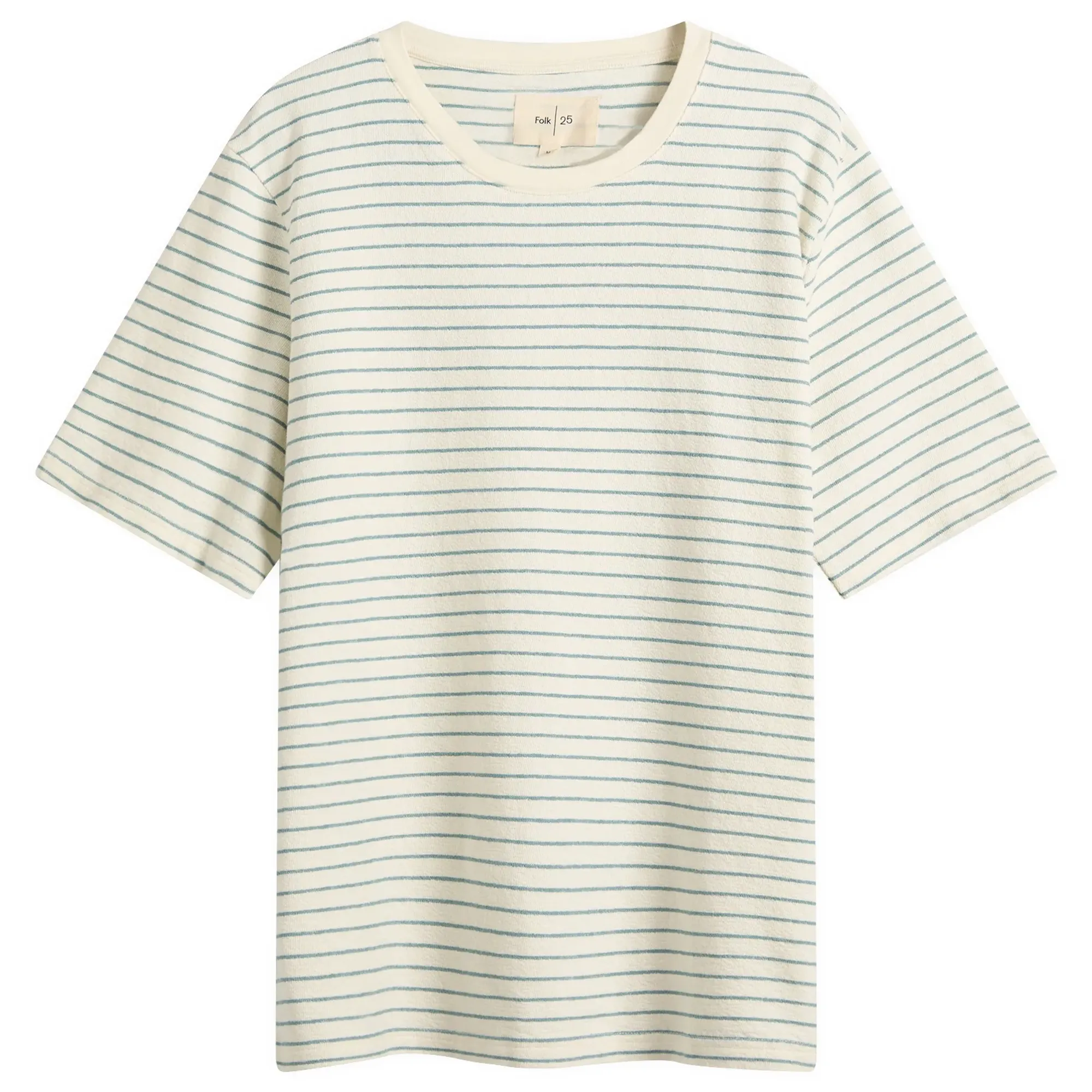 Folk Men's Textured Stripe T-Shirt Ecru/Misty Green