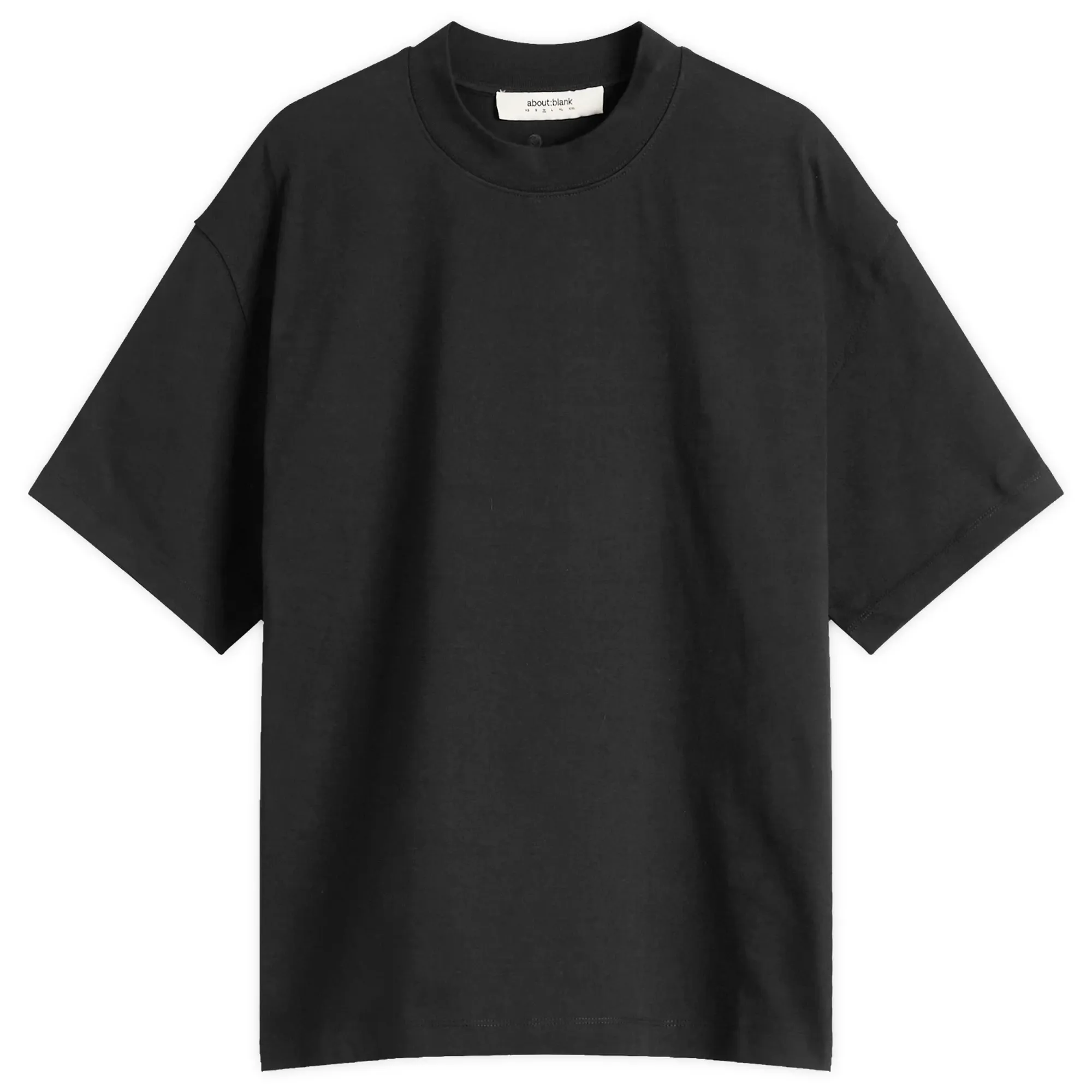 about:blank Men's Mock Neck T-Shirt Black/Ecru