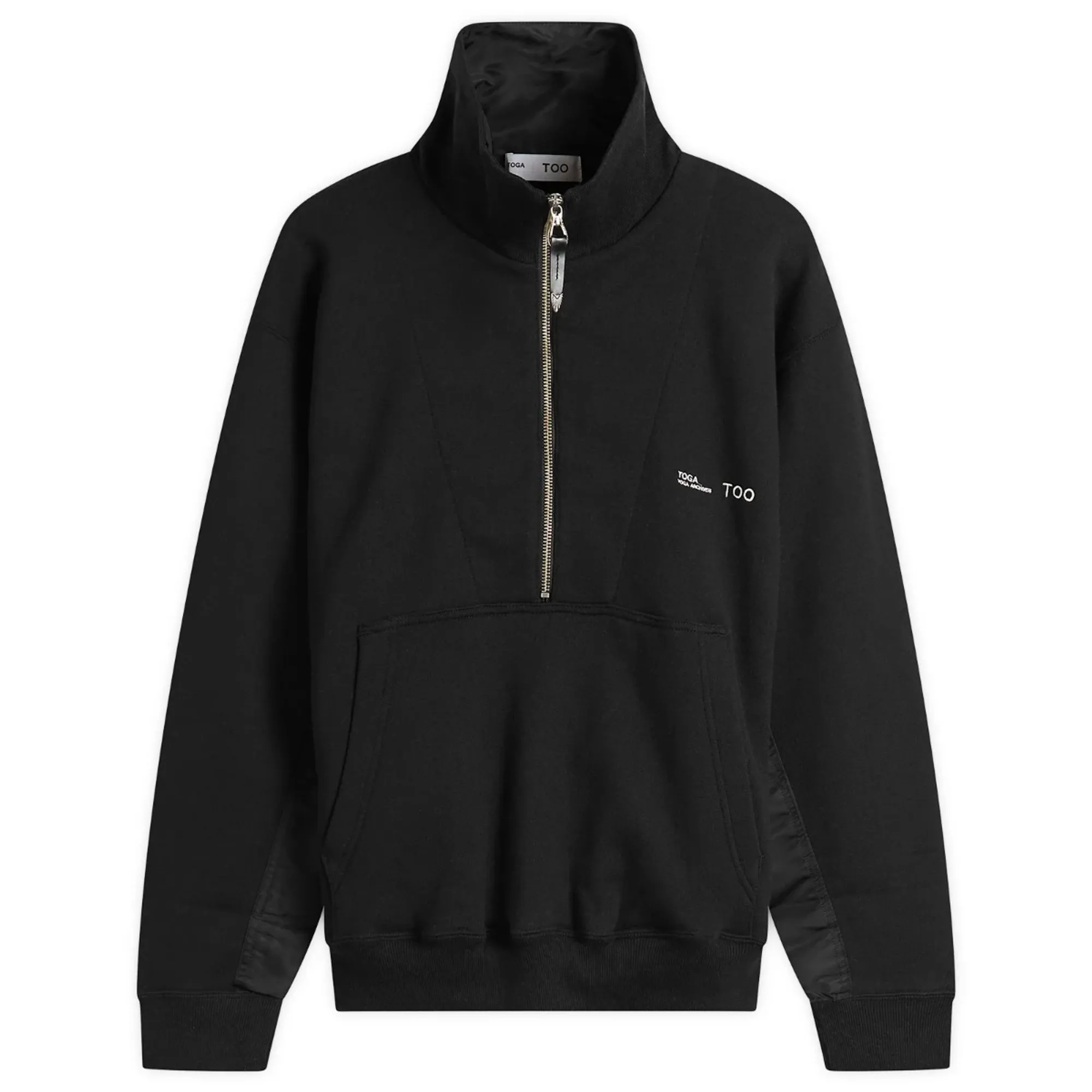 TOGA High Neck Half Zip Nylon Sweatshirt Black