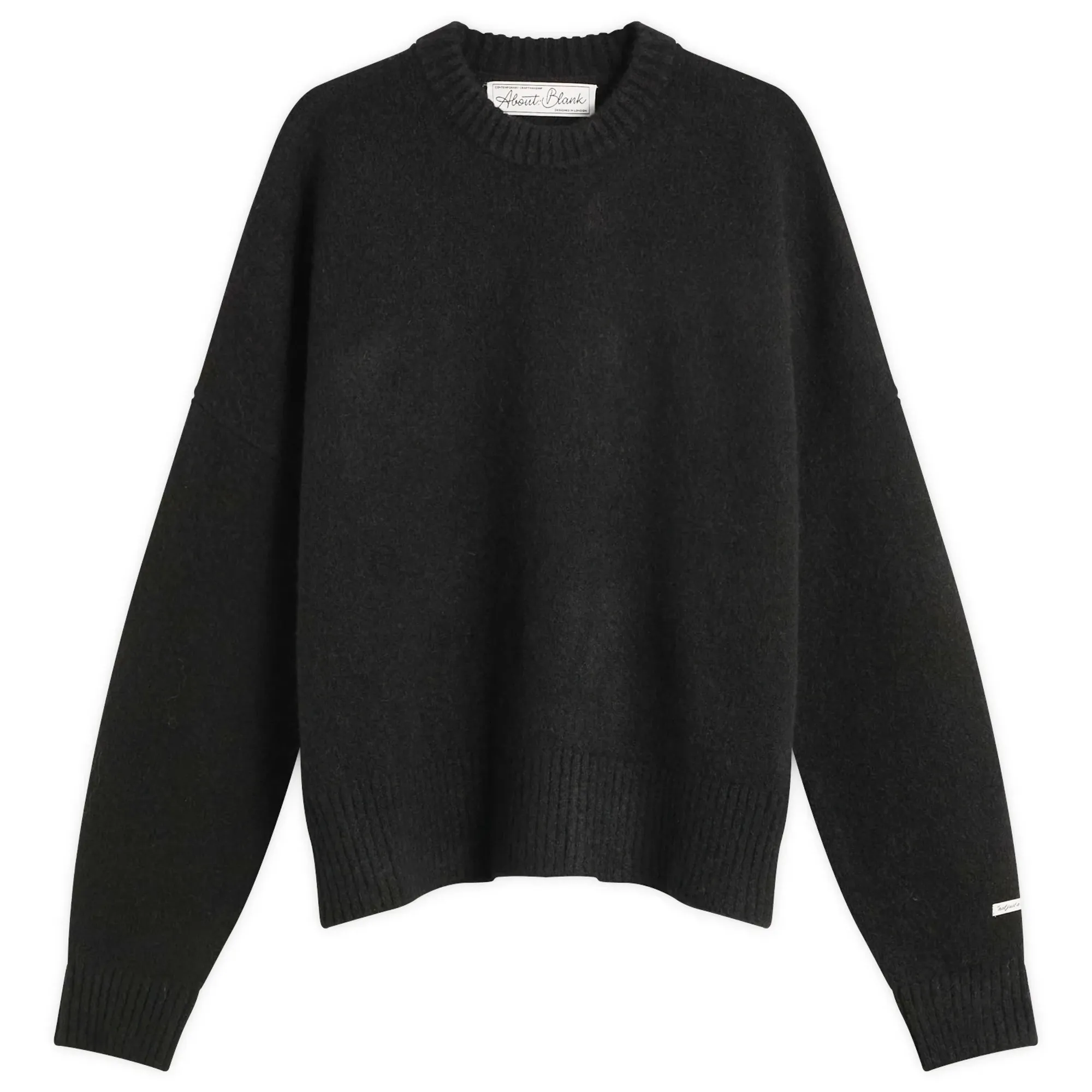 about:blank Men's Mohair Knitted Logo Crewneck Black/Ecru