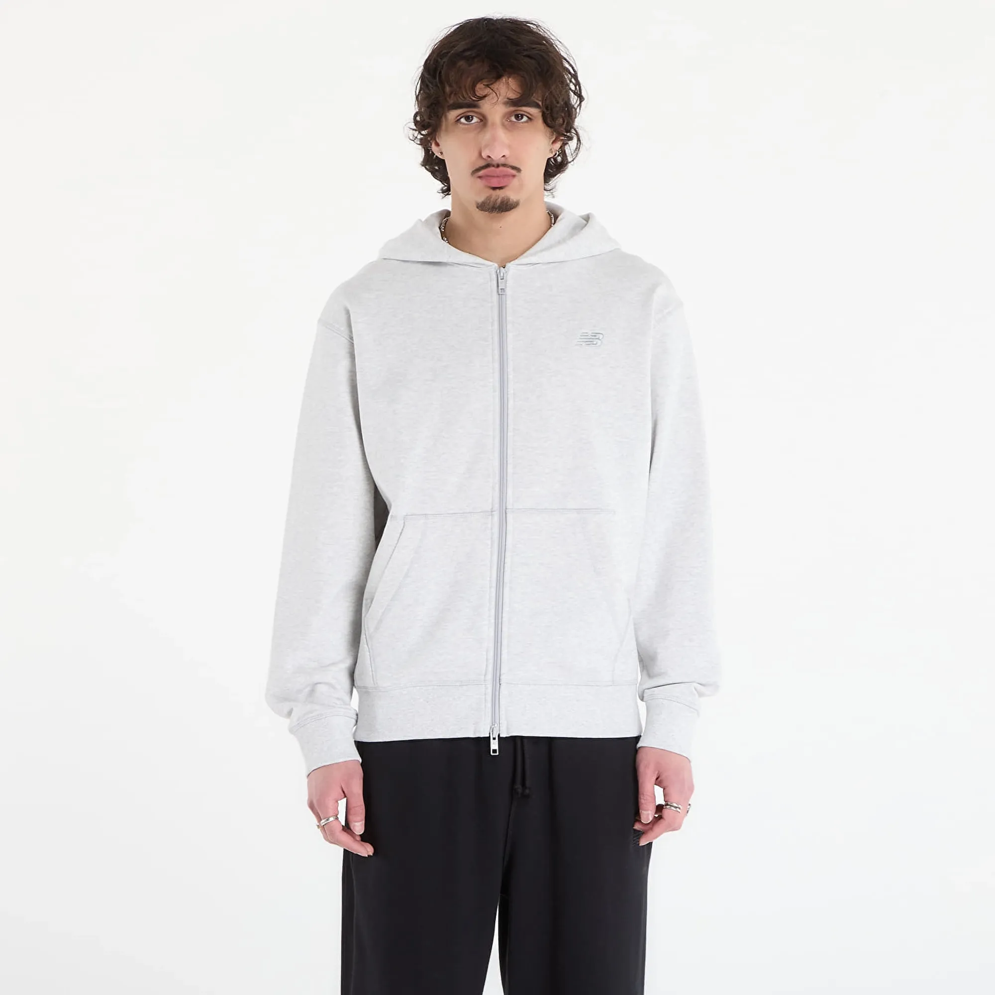 New Balance Men's Athletics French Terry Full Zip in Grey Cotton Fleece