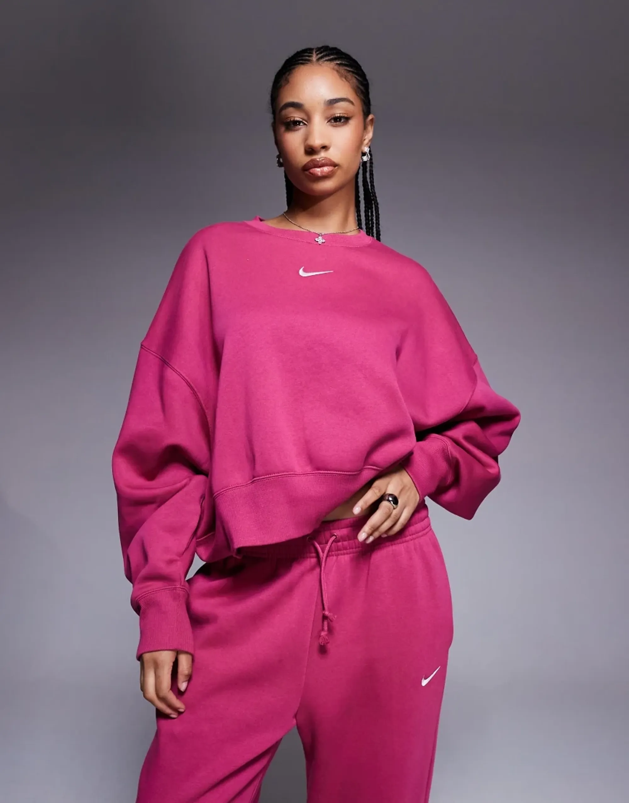 Nike Phoenix Fleece Over-Oversized Sweatshirt In Pink-Purple