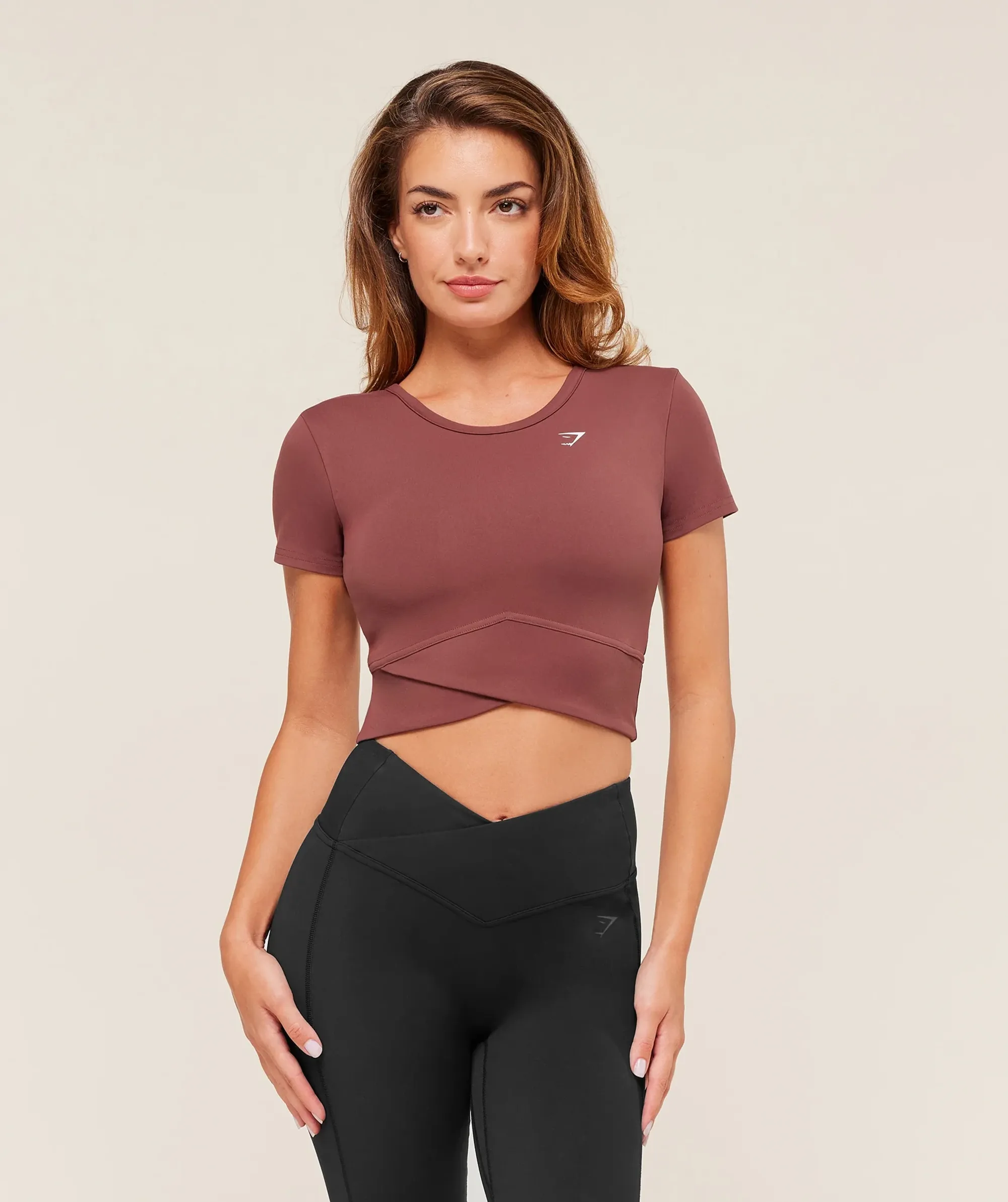  Crossover Midi Top with Shelf - Burgundy Brown