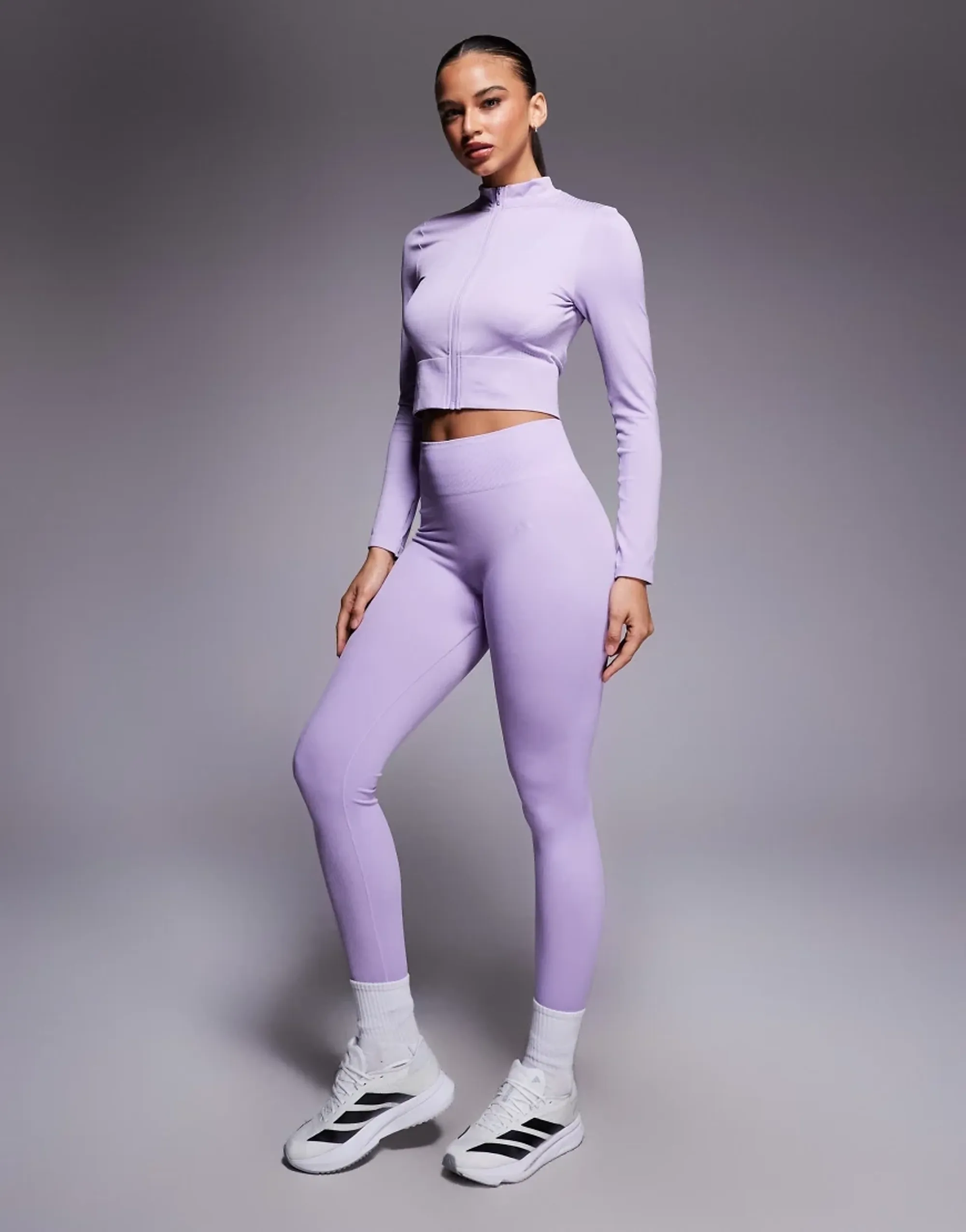 Adidas Training Seamless Full Length Leggings In Purple