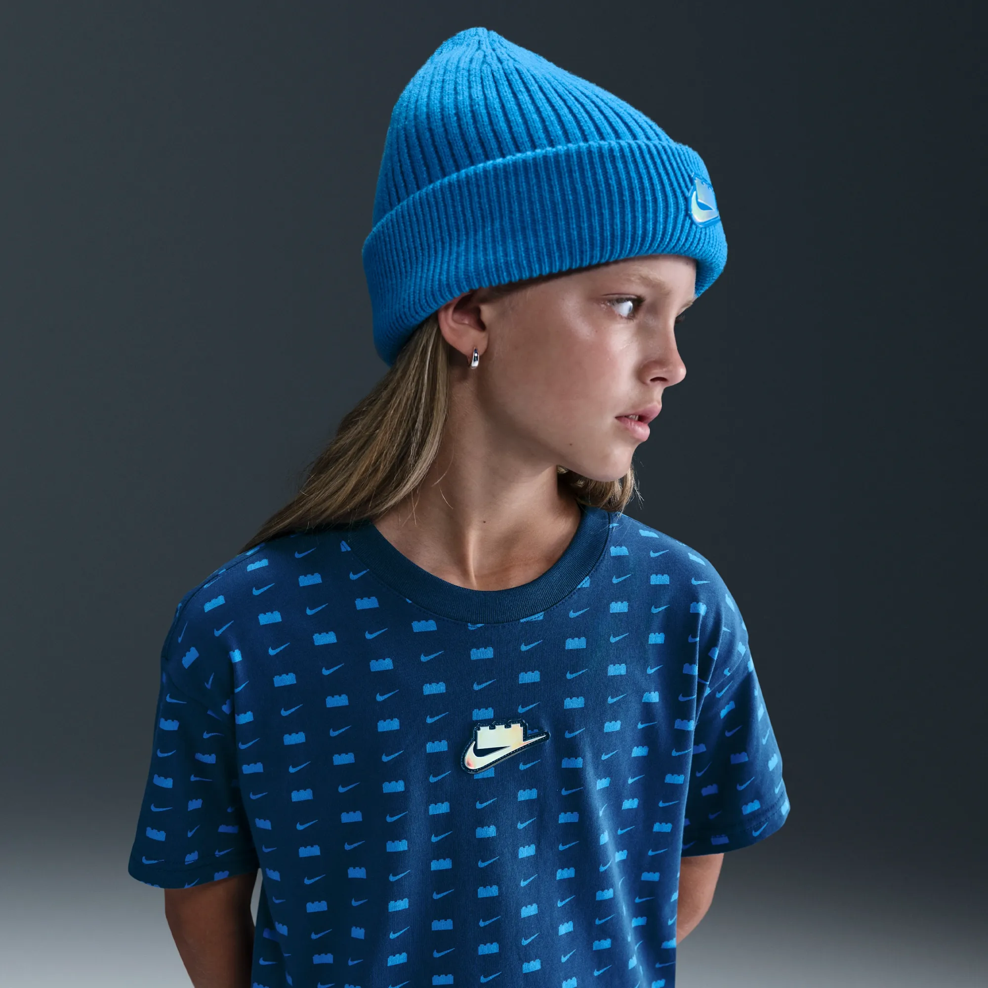 Nike x LEGO® Collection Girls' Cropped T-Shirt - Blue - Cotton