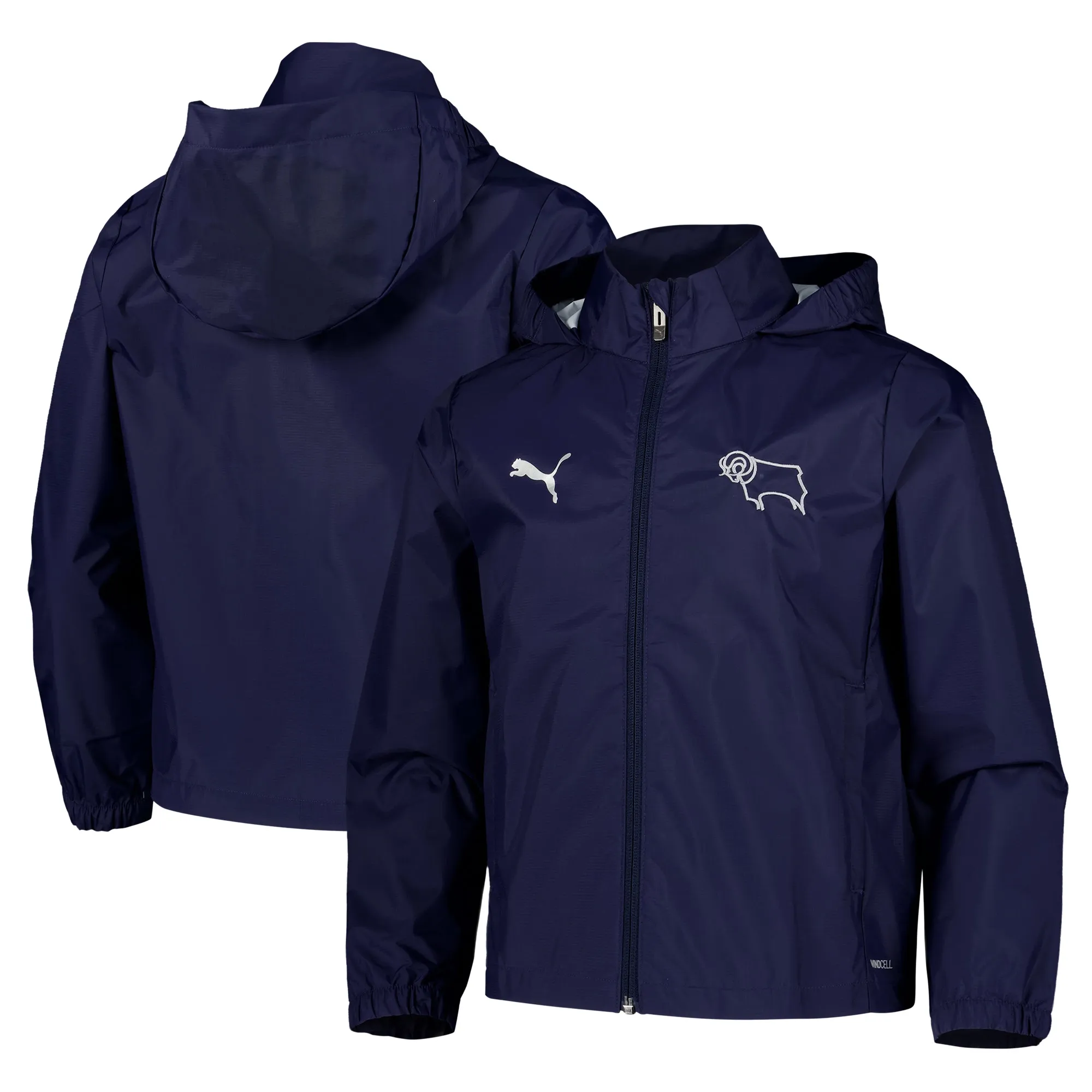 Derby County PUMA Training All Weather Jacket - Navy - Kids