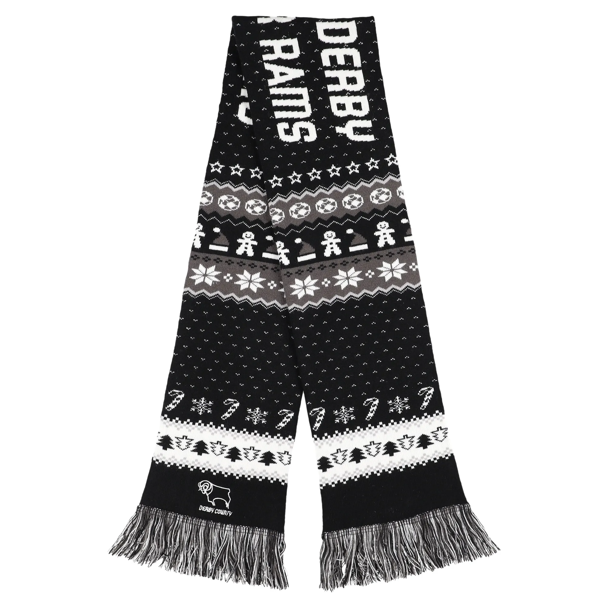 Derby County Christmas Scarf - Black - Adults