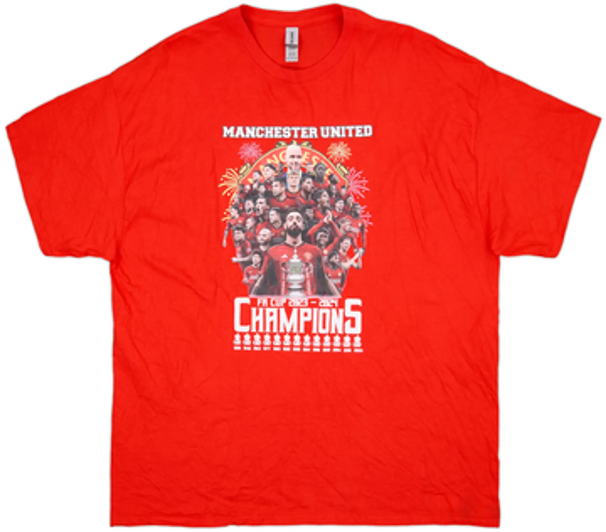 2023-24 Manchester United 'FA Cup Champions' Graphic Tee - 8/10 - (XXL)