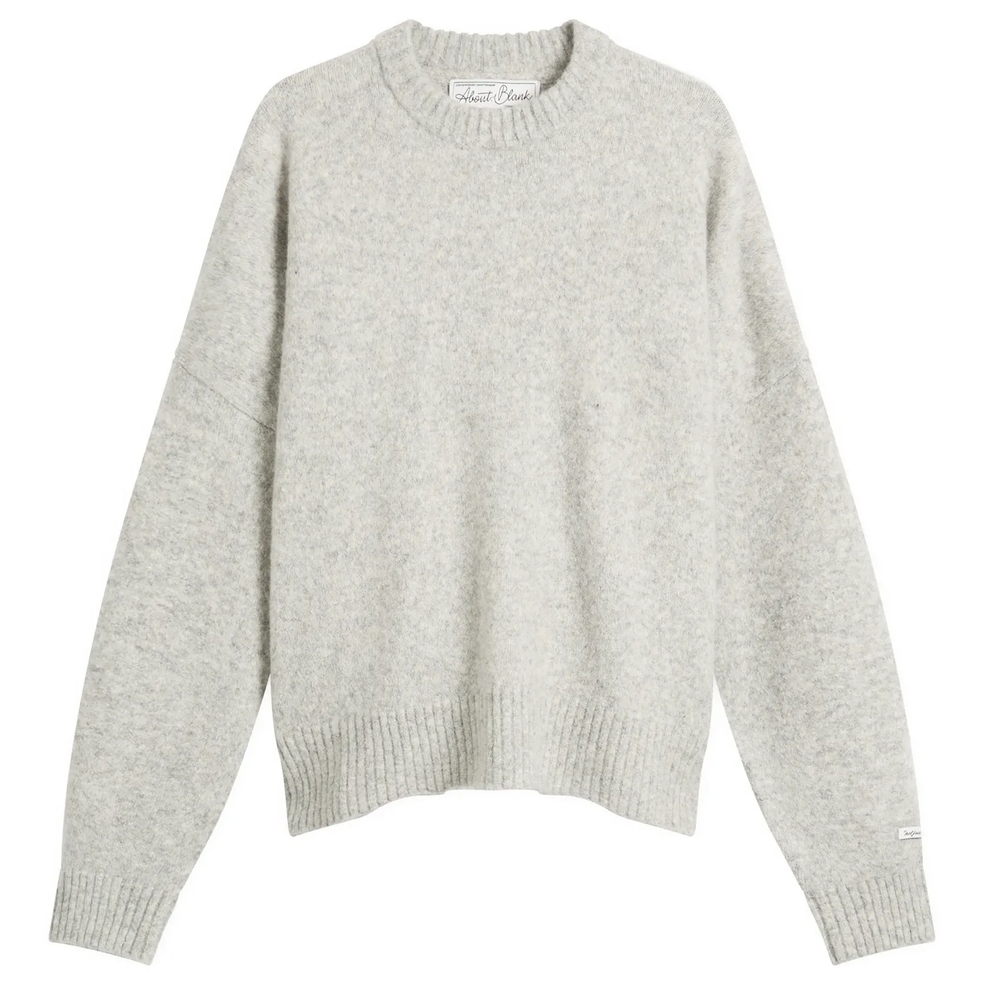 about:blank Men's Mohair Knitted Logo Crewneck Grey/Ecru