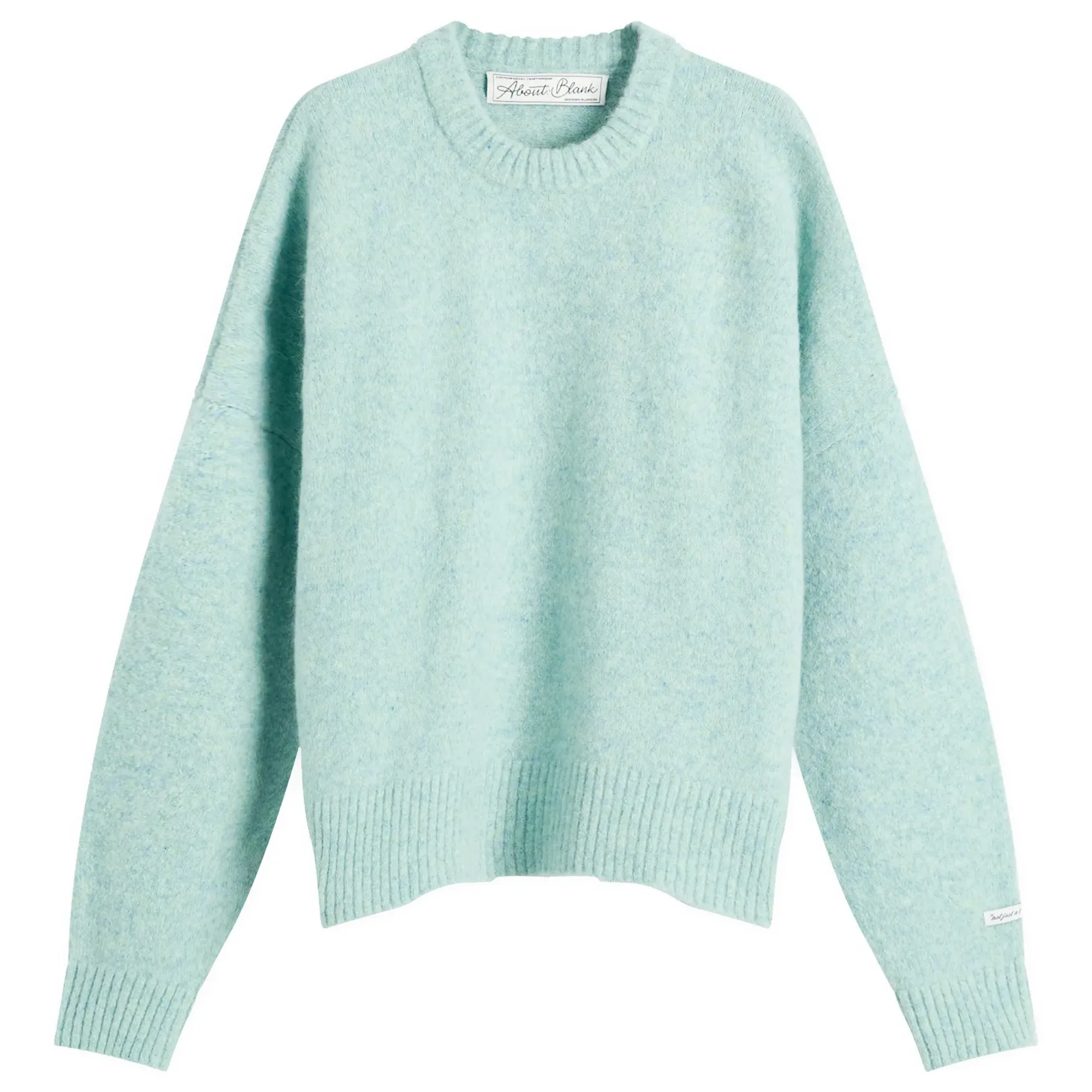 about:blank Men's Mohair Knitted Logo Crewneck Mint/Ecru