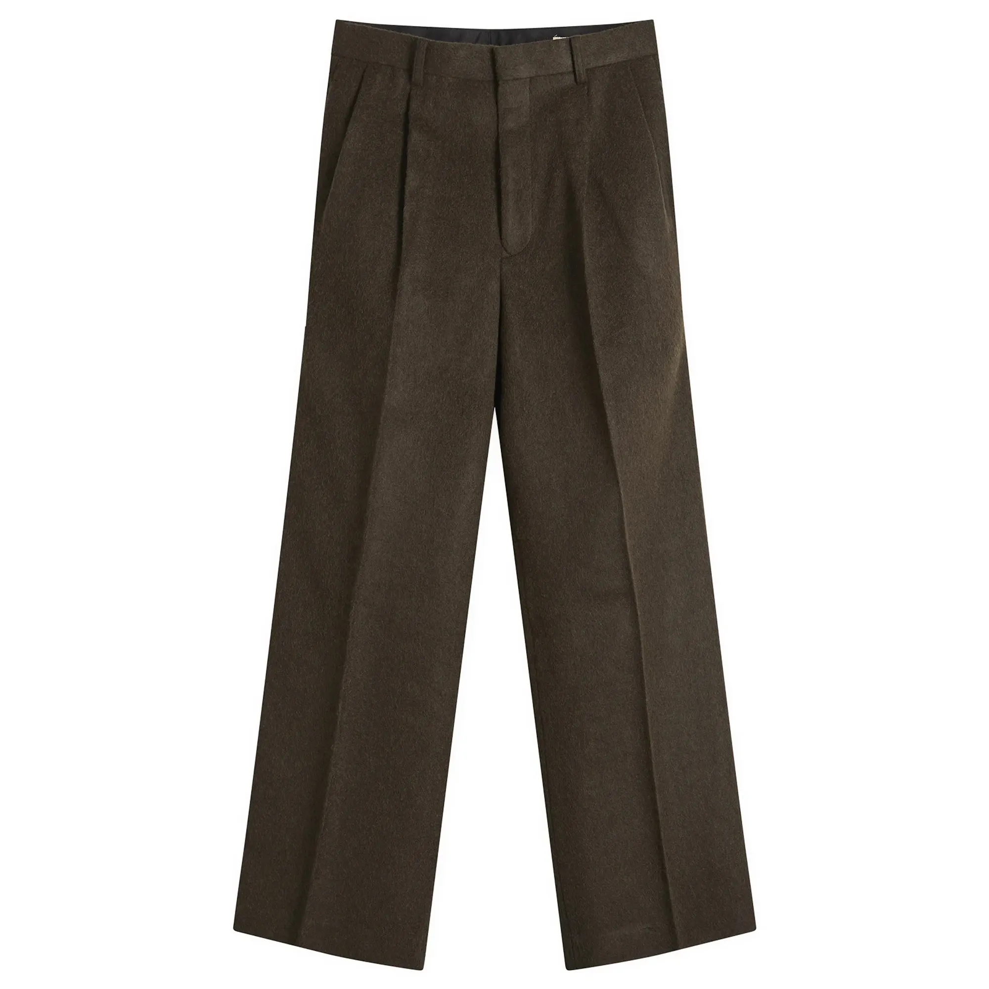 Auralee Women's Flannel Two-Tuck Trousers Dark Brown