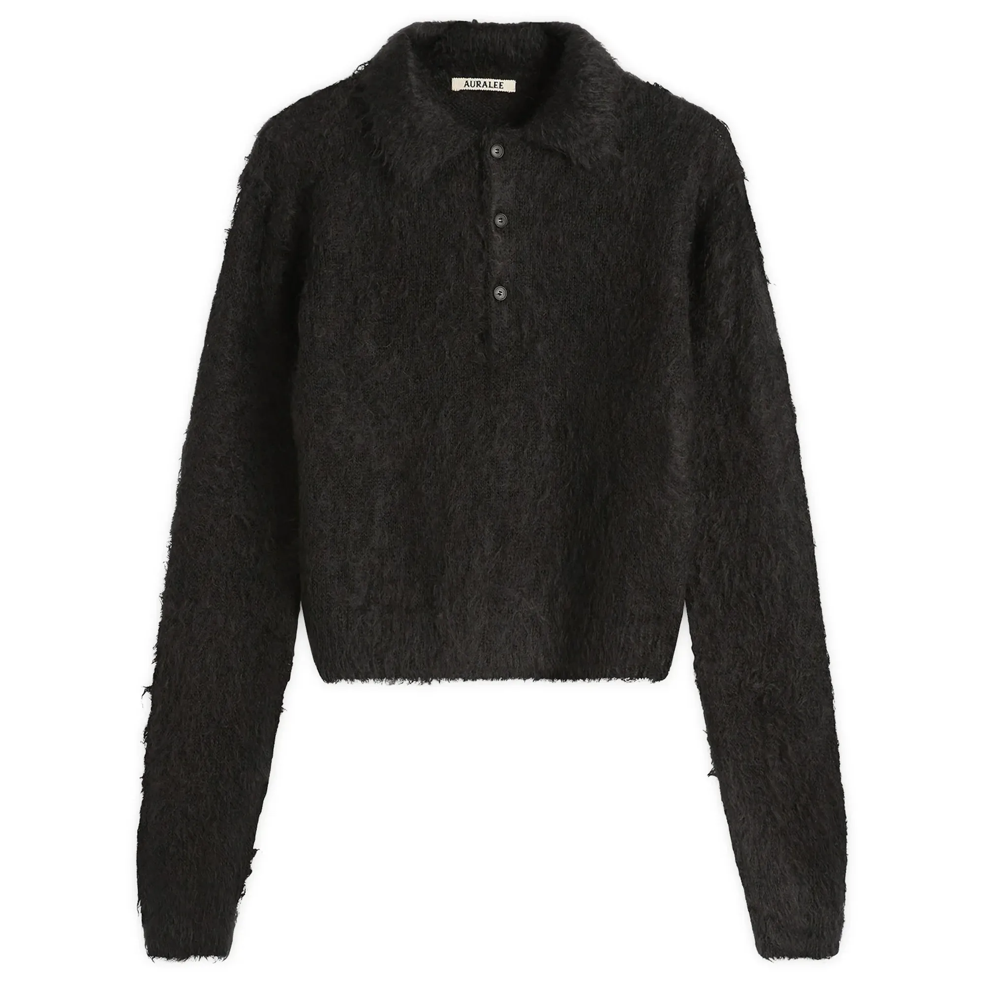 Auralee Women's Mohair Knit Polo Ink Black