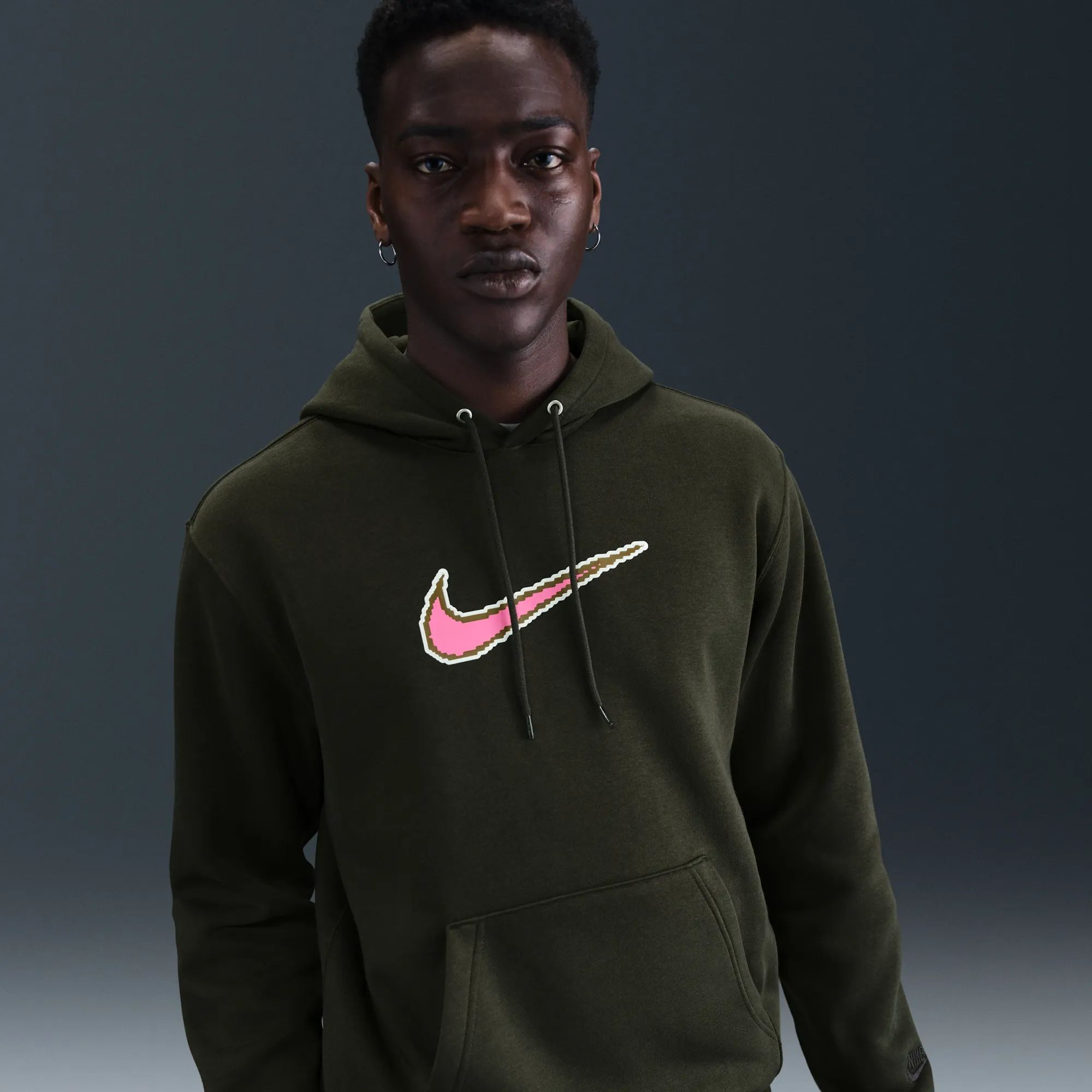 Nike Club Men's Fleece Hoodie - Green - Cotton/Polyester