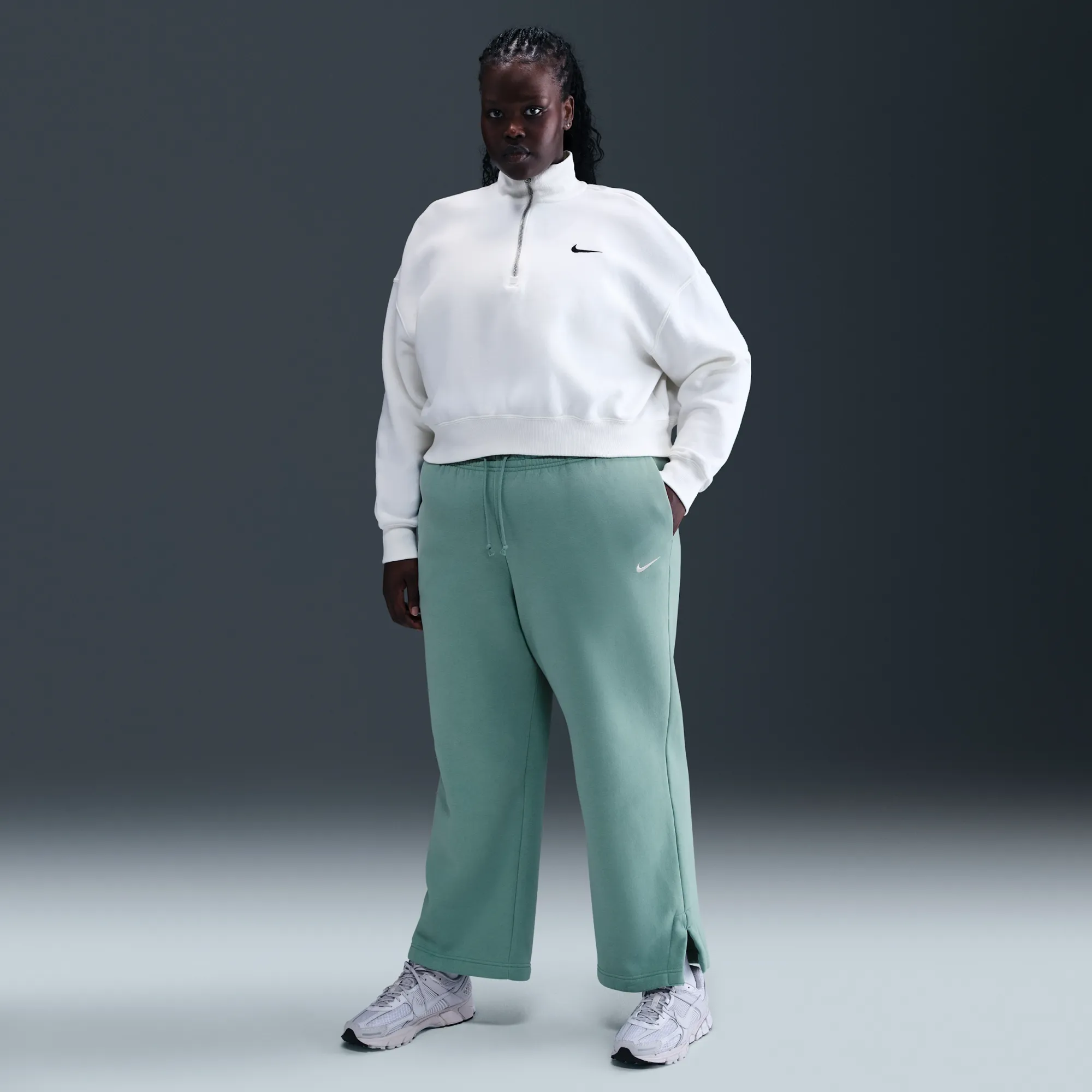 Nike Phoenix Fleece Women's High-Waisted Trousers - Green - Cotton/Polyester