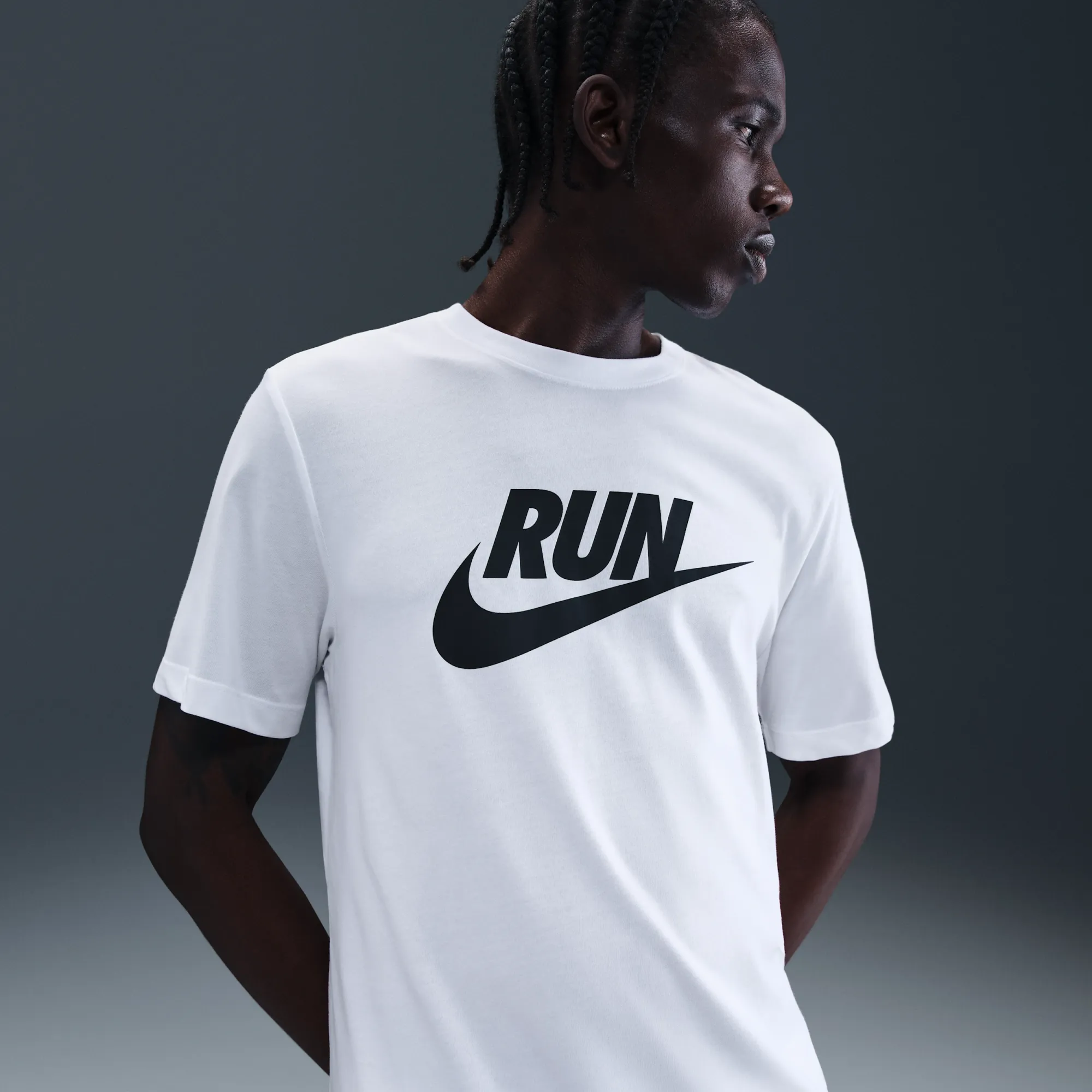 Nike Men's Dri-FIT Running T-Shirt - White - Cotton/Polyester