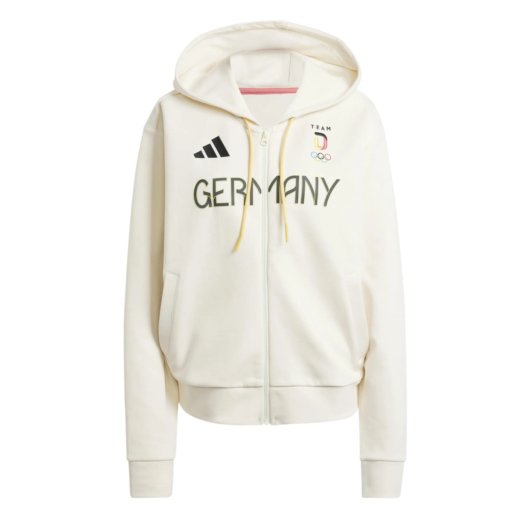 Team D Adidas Village Full Zip Hoodie - White - Womens