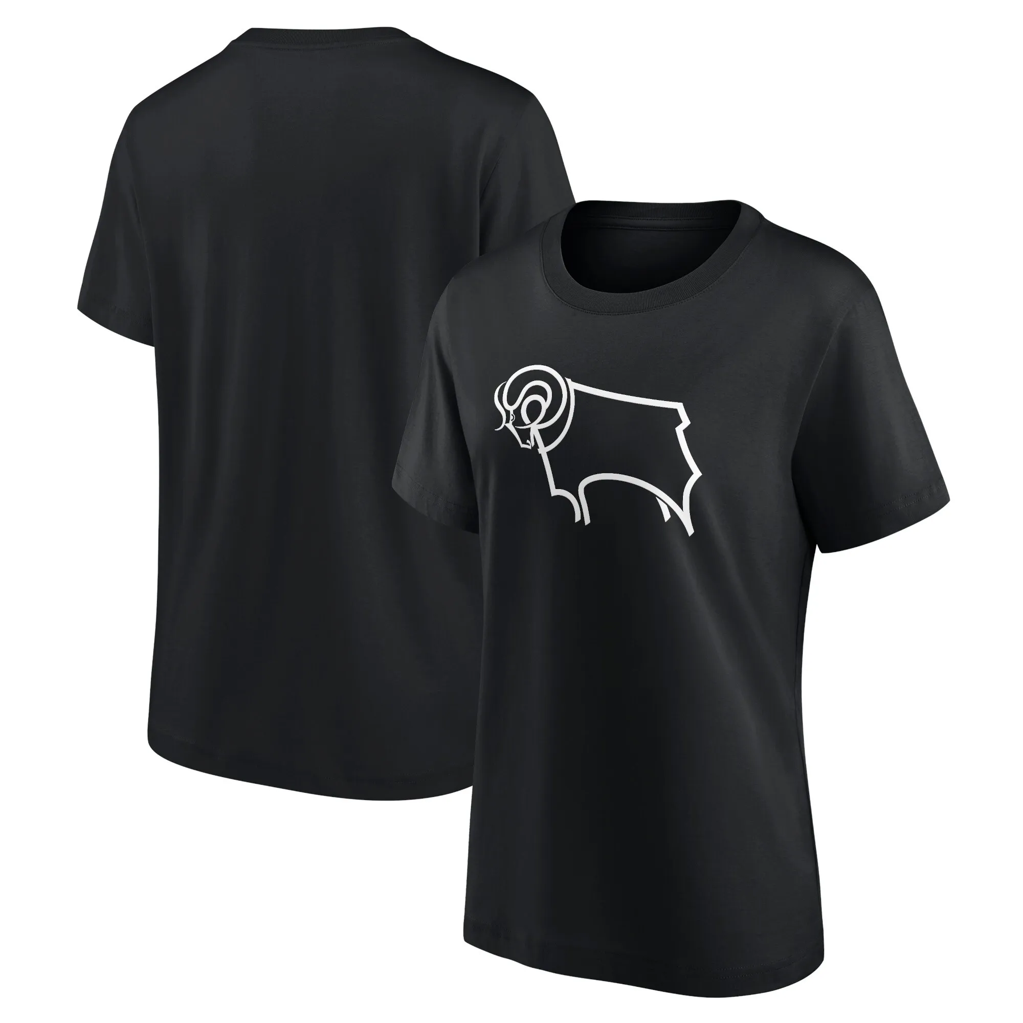 Derby County Essentials Primary Logo T-Shirt - Black - Womens