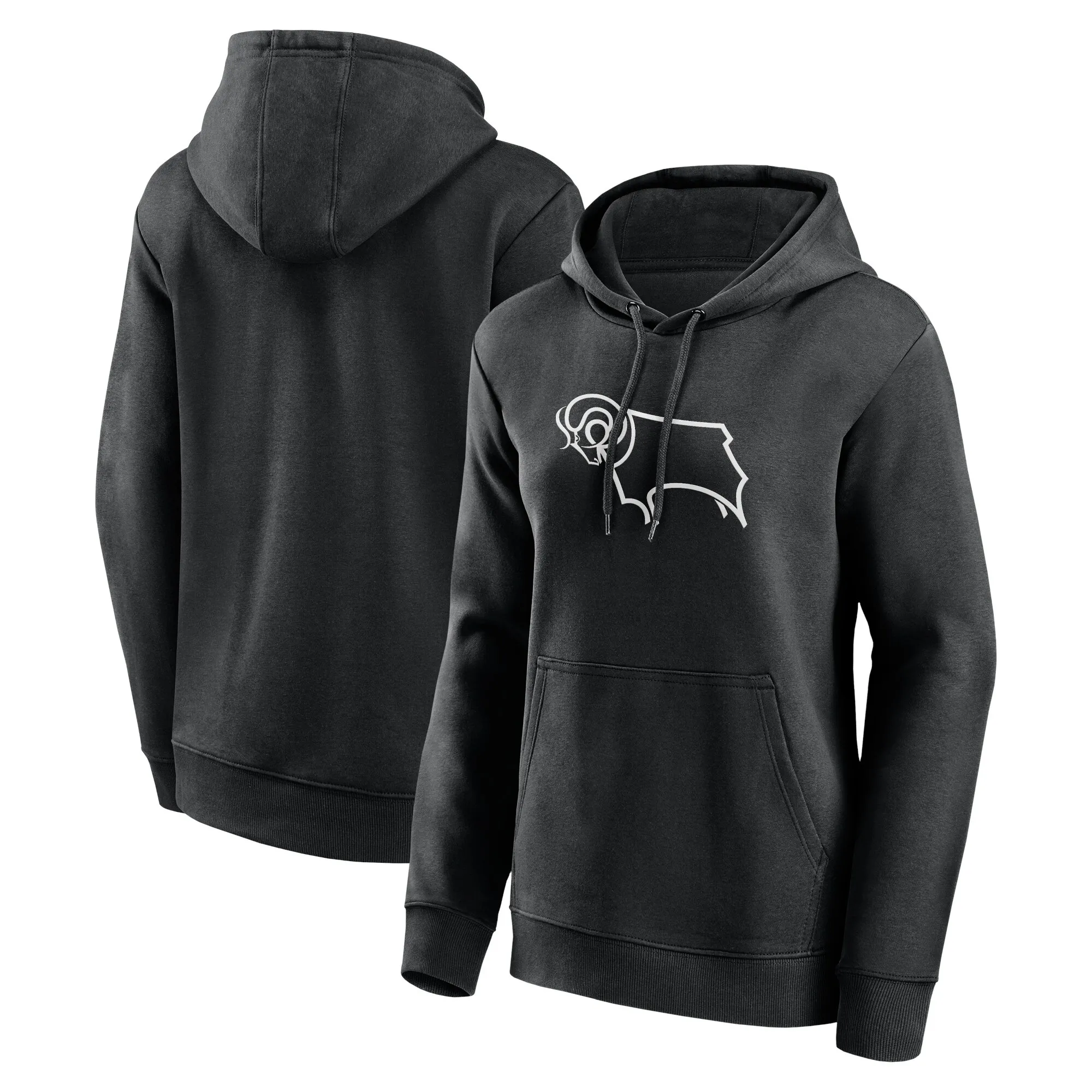 Derby County Essentials Primary Logo Hoodie - Black - Womens