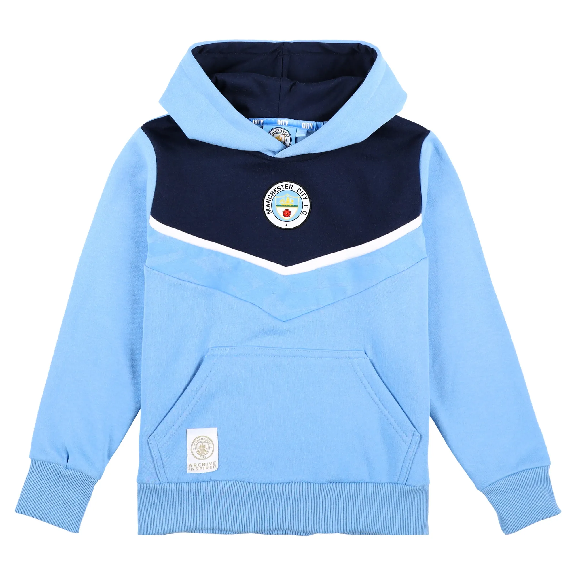 Manchester City 1992 Archive Hoodie - Sky/Navy - Kids