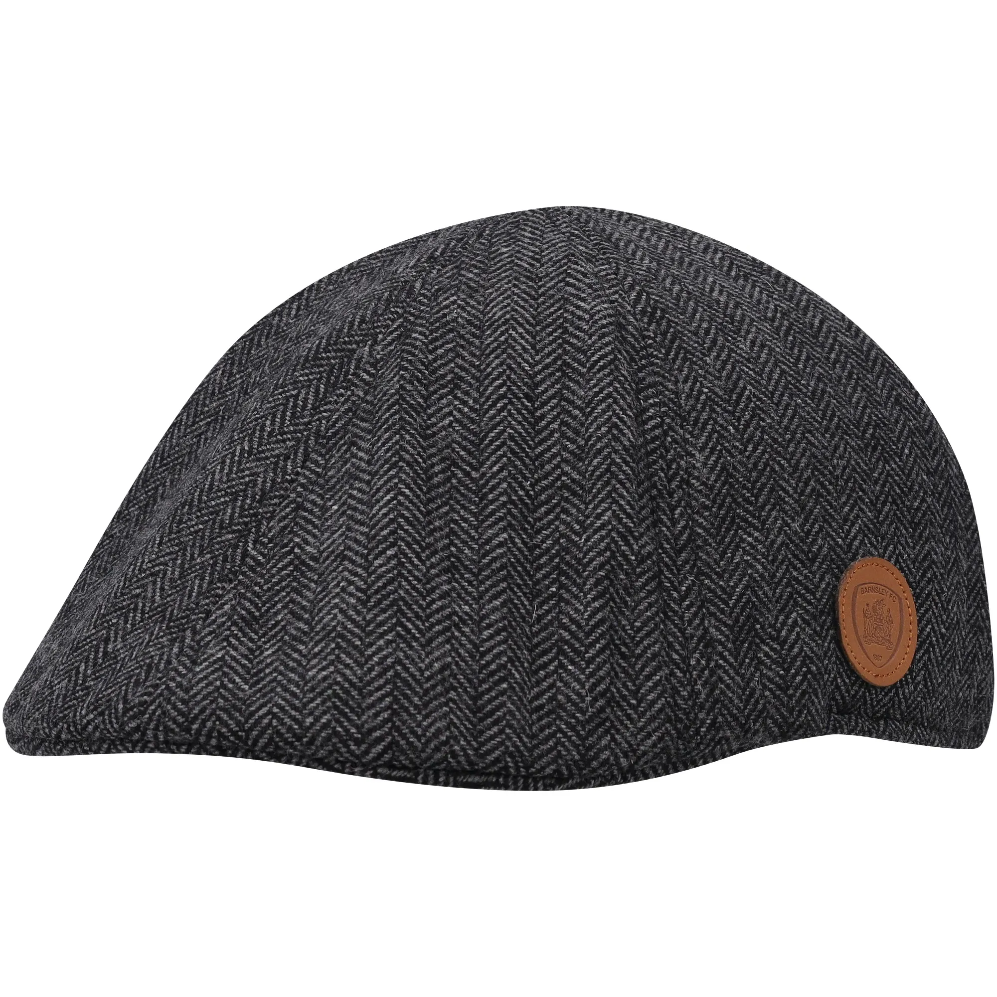 Barnsley Herringbone Flat Cap - Black - Adults