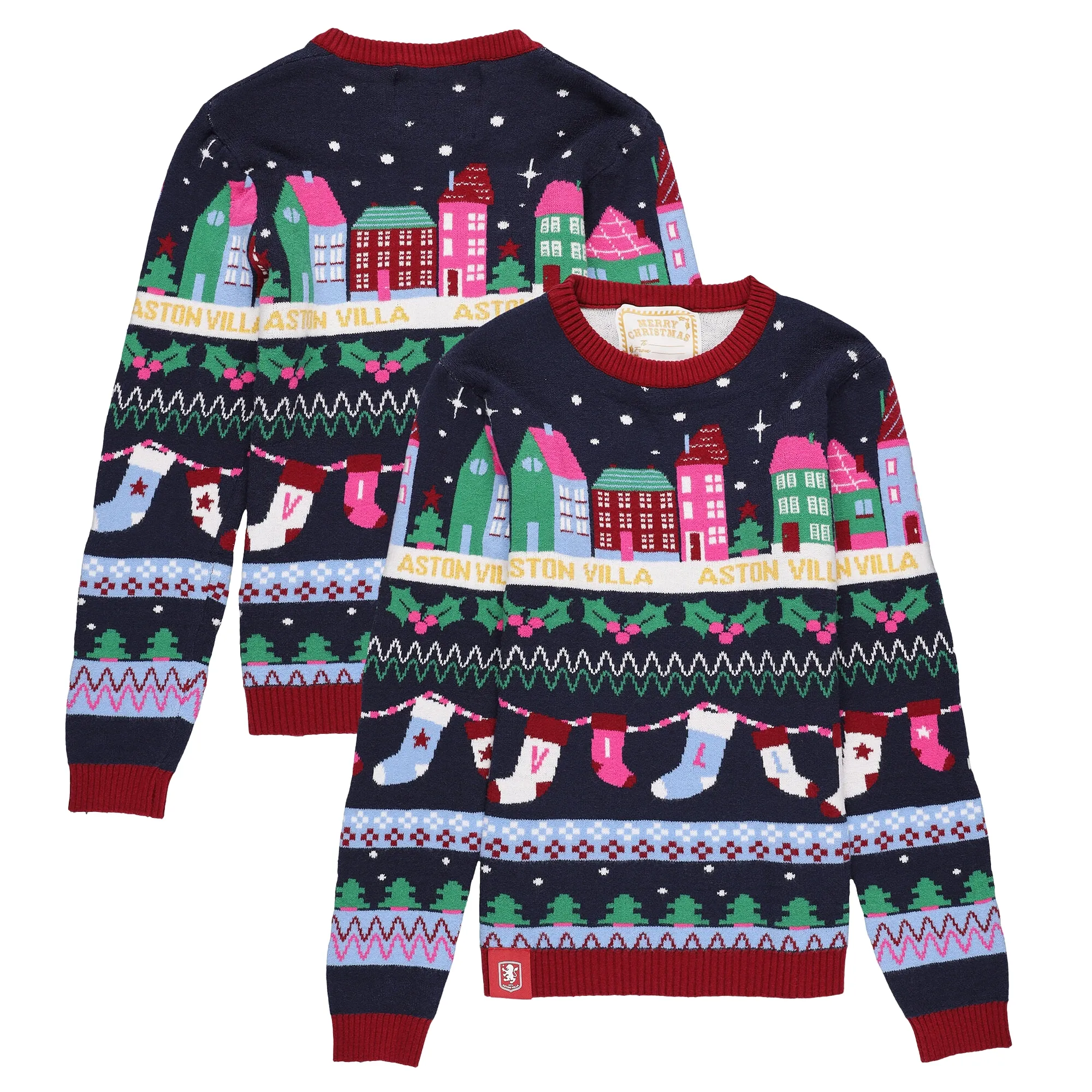 Aston Villa Fairisle Christmas Jumper - Navy - Girls