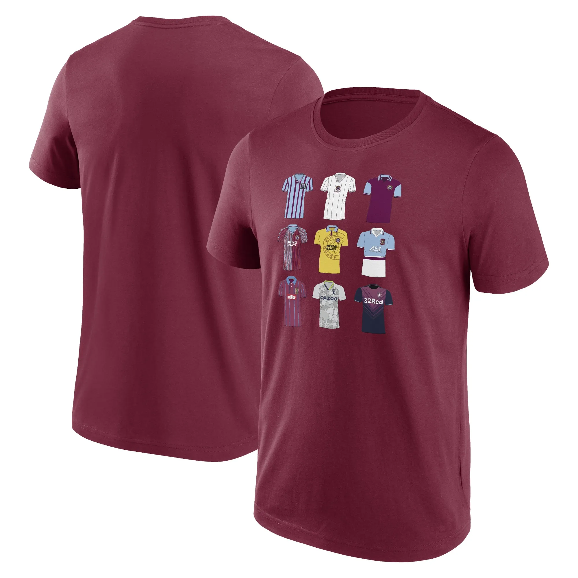 Aston Villa History of Kits Graphic T-Shirt - Claret - Mens