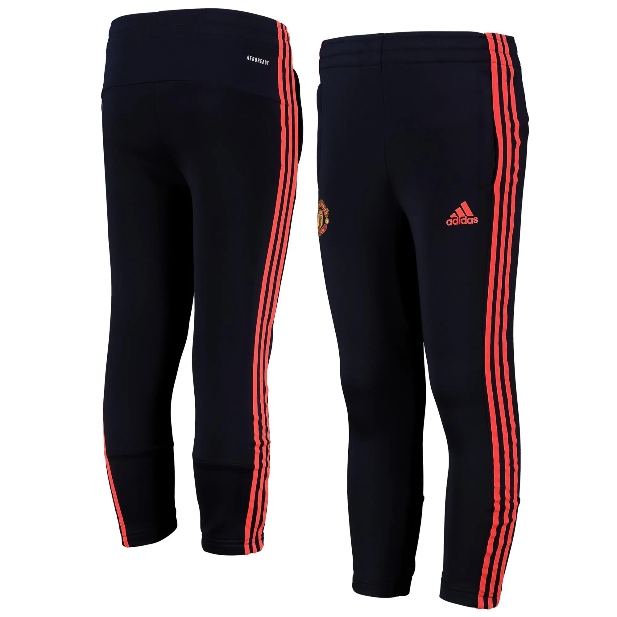 Manchester United adidas 3 Stripe Joggers - Legend Ink/App Solar Red - Boys