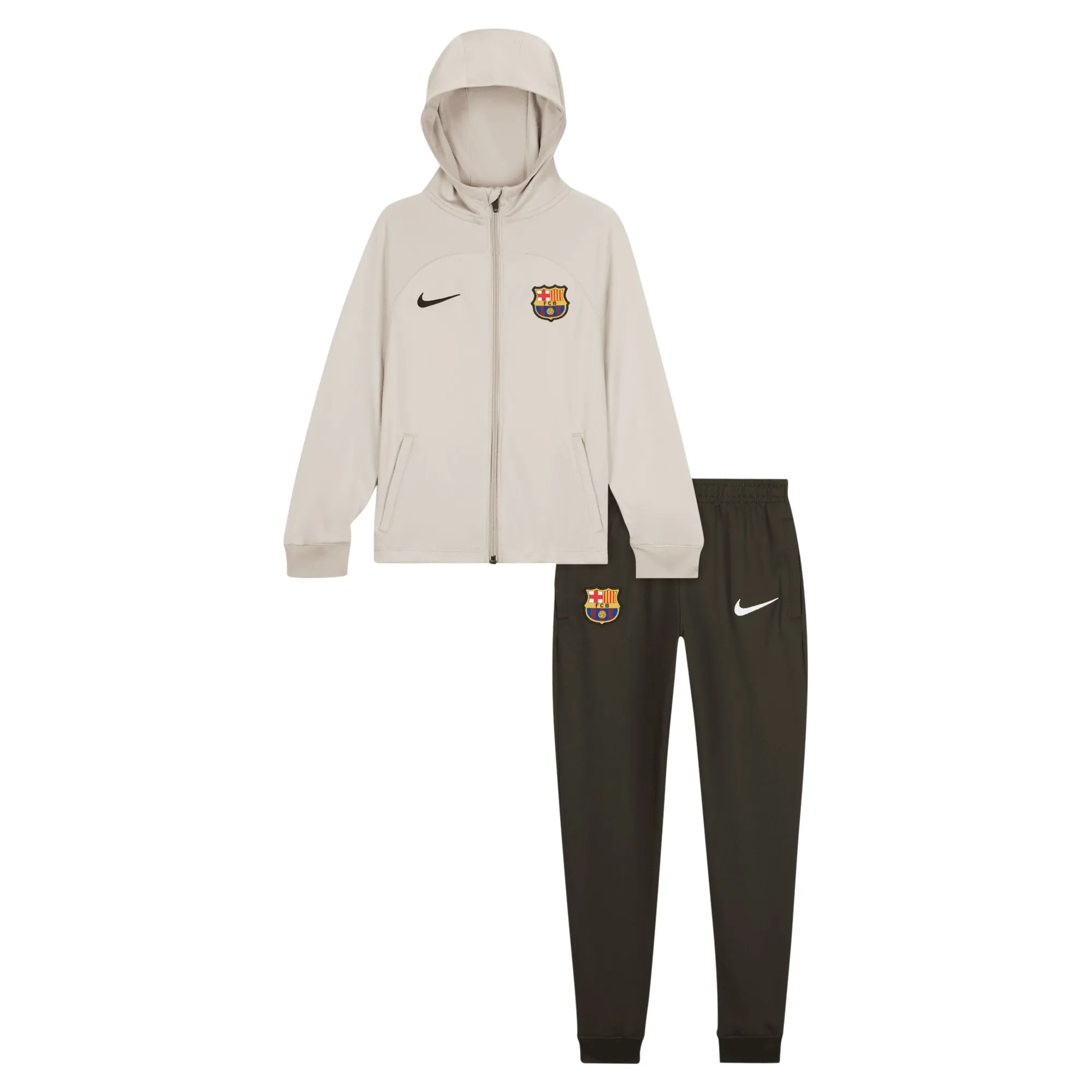 Barcelona Nike Strike Tracksuit With Hood - Stone - Little Kids