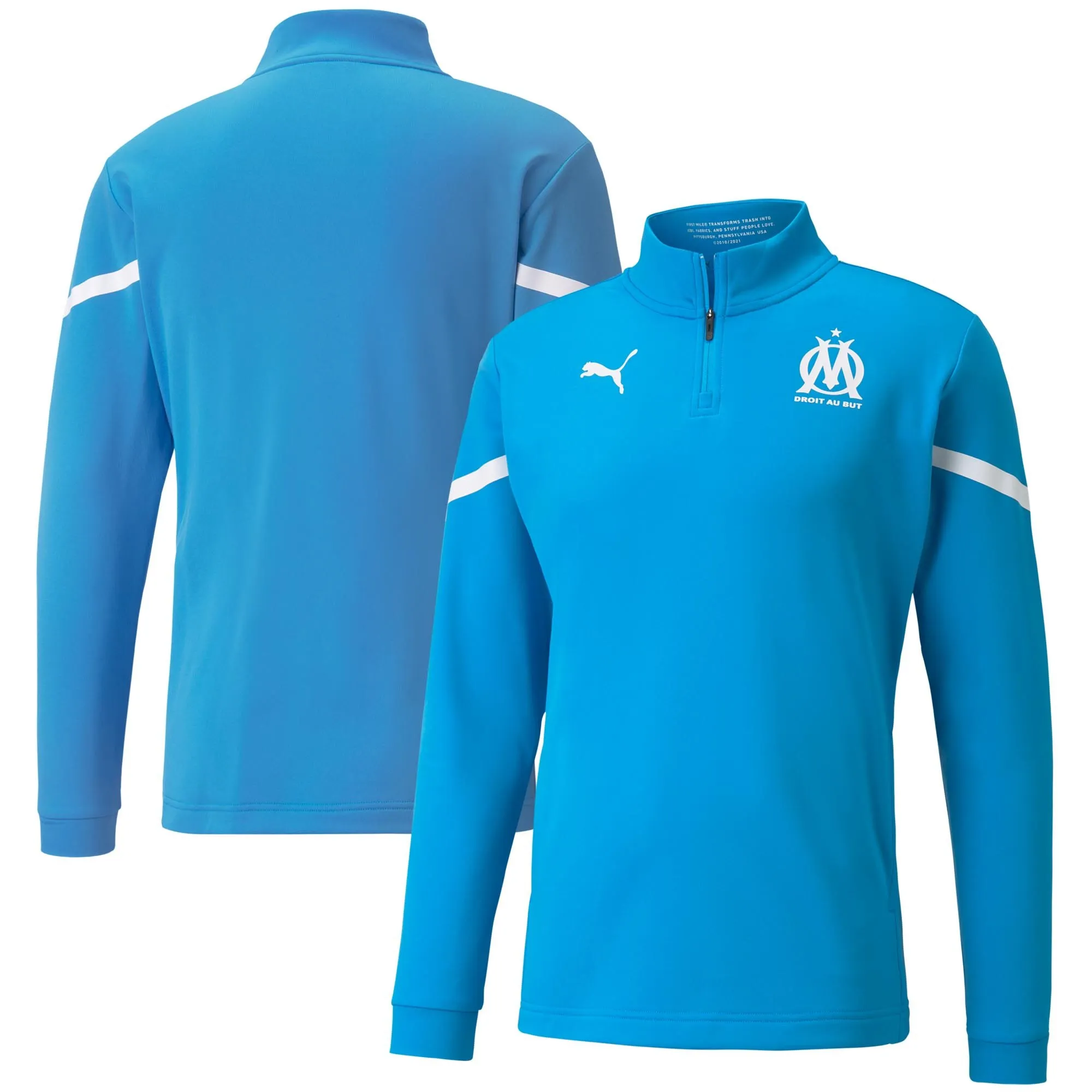 Olympique de Marseille Pre Match 1/4 Zip Top-Sky Blue