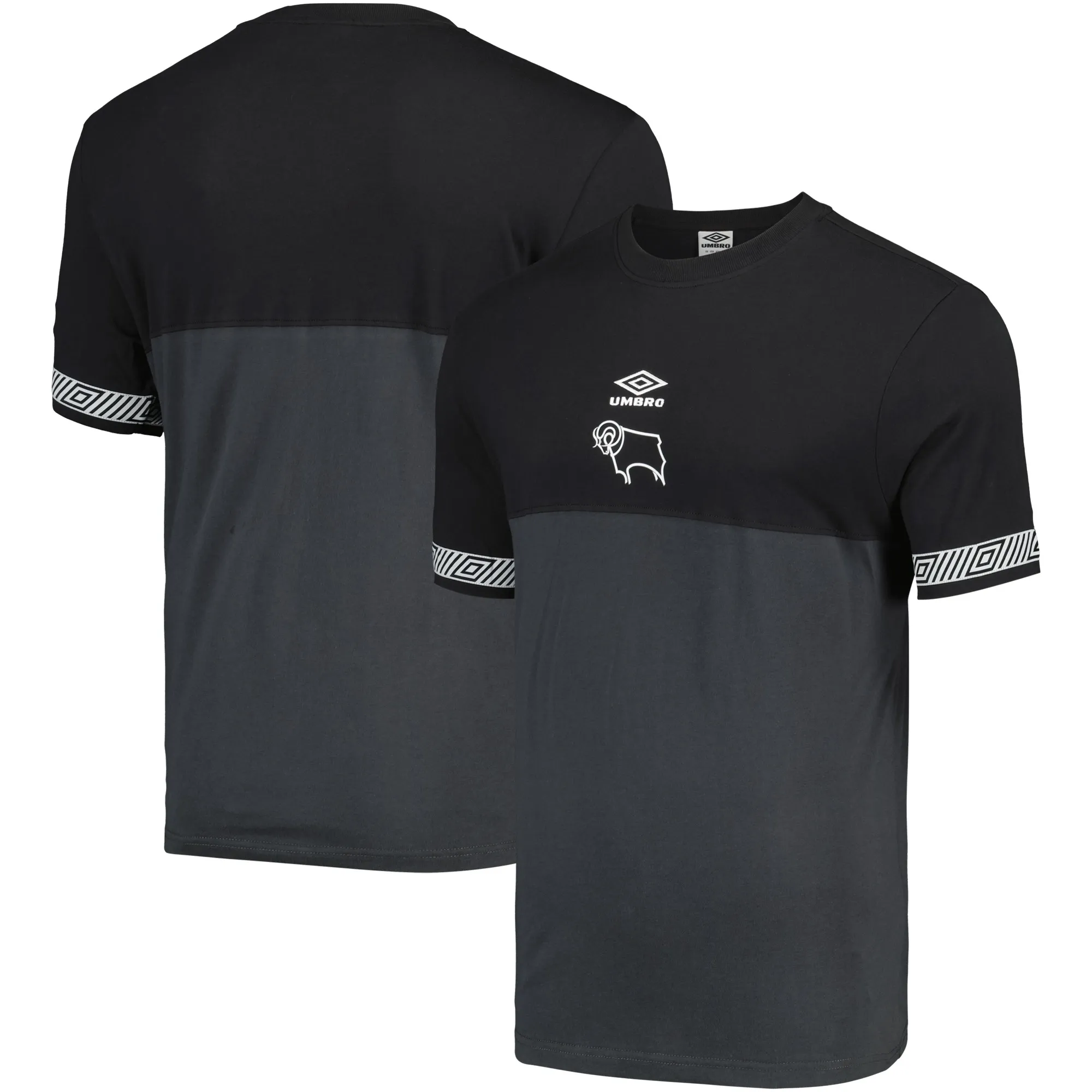 Derby County Umbro Sport Style Crew T-Shirt - Black/Grey