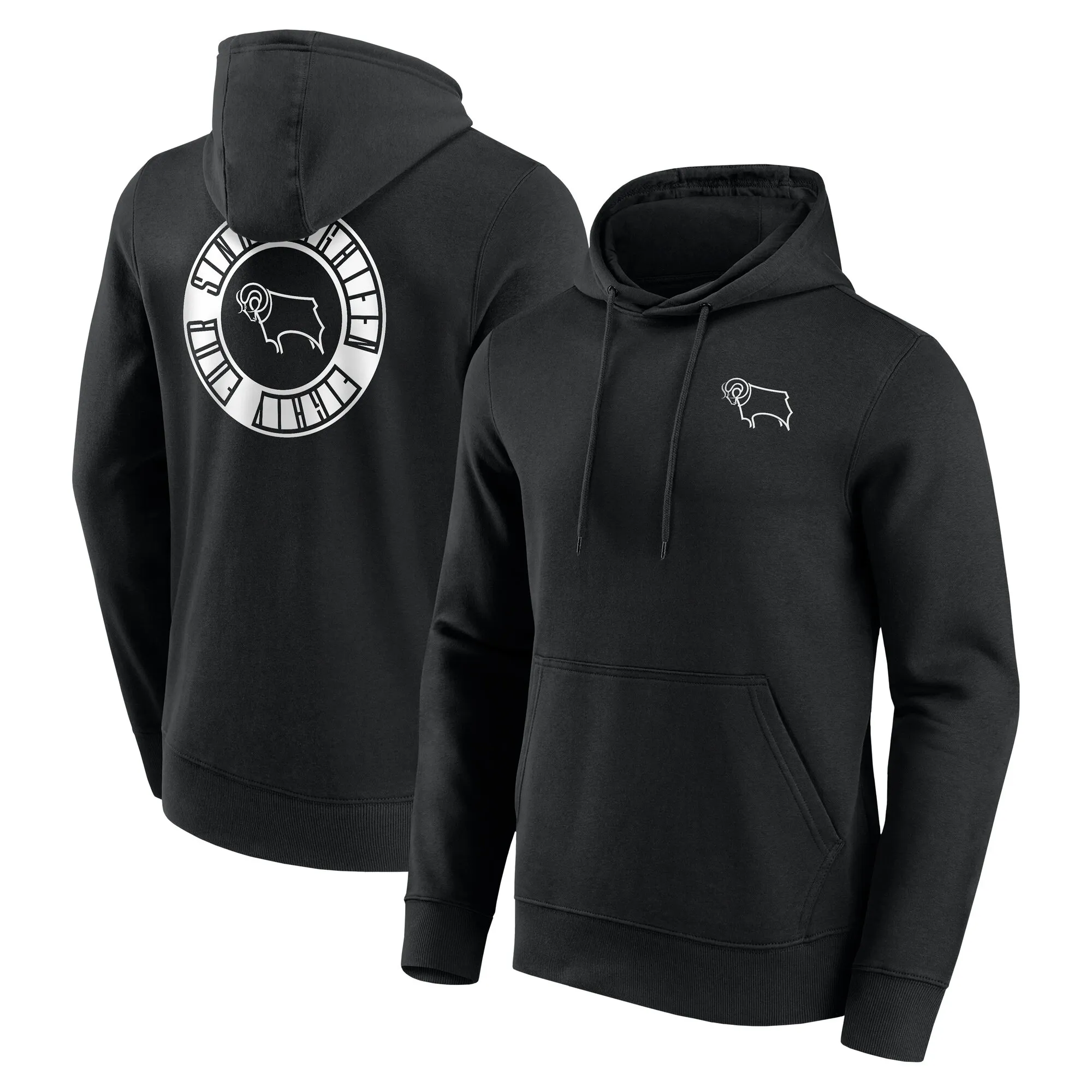Derby County Revolve Graphic Hoodie - Black - Mens