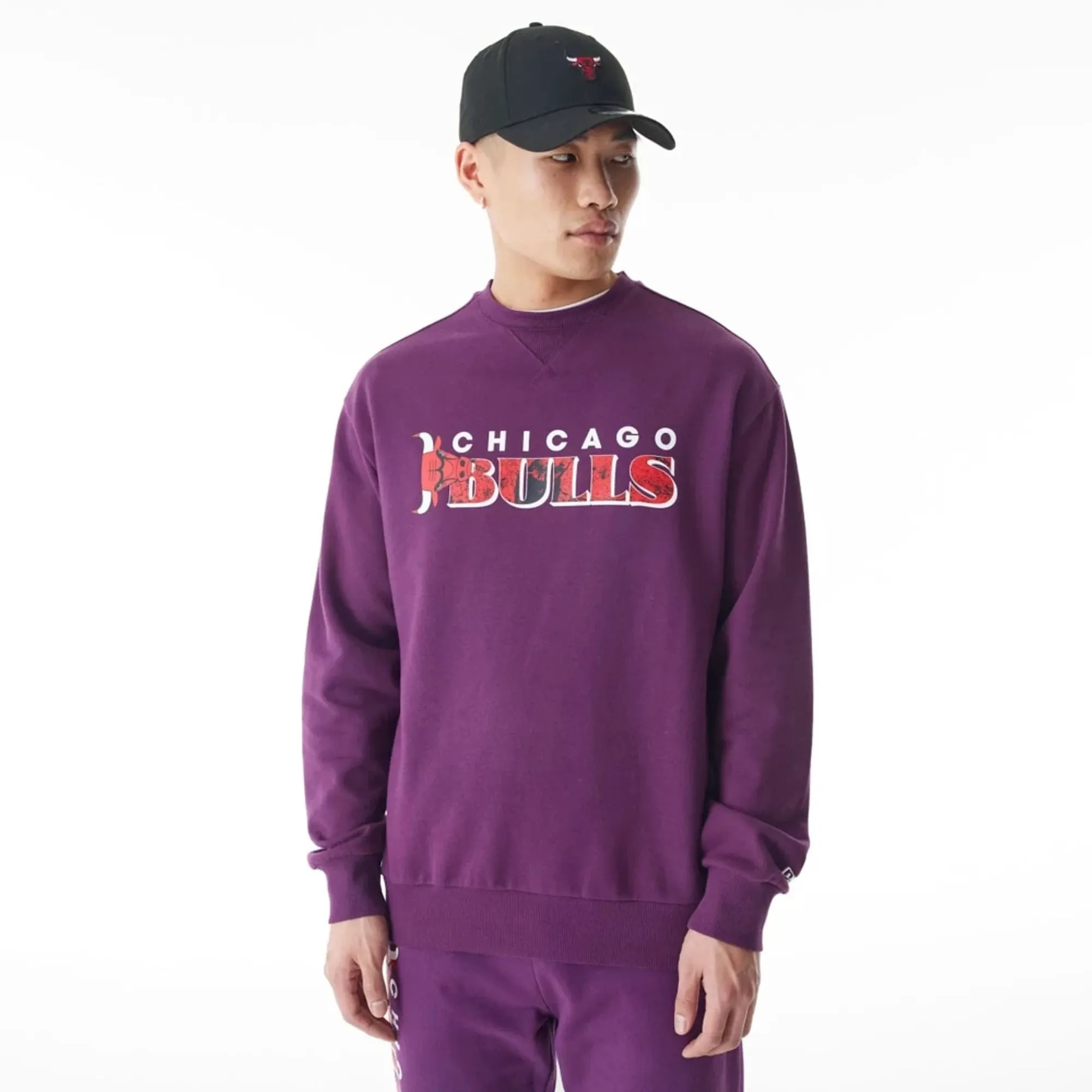 Chicago Bulls NBA Graphic Dark Purple Crew Neck Sweater New Era Cap adult unisex