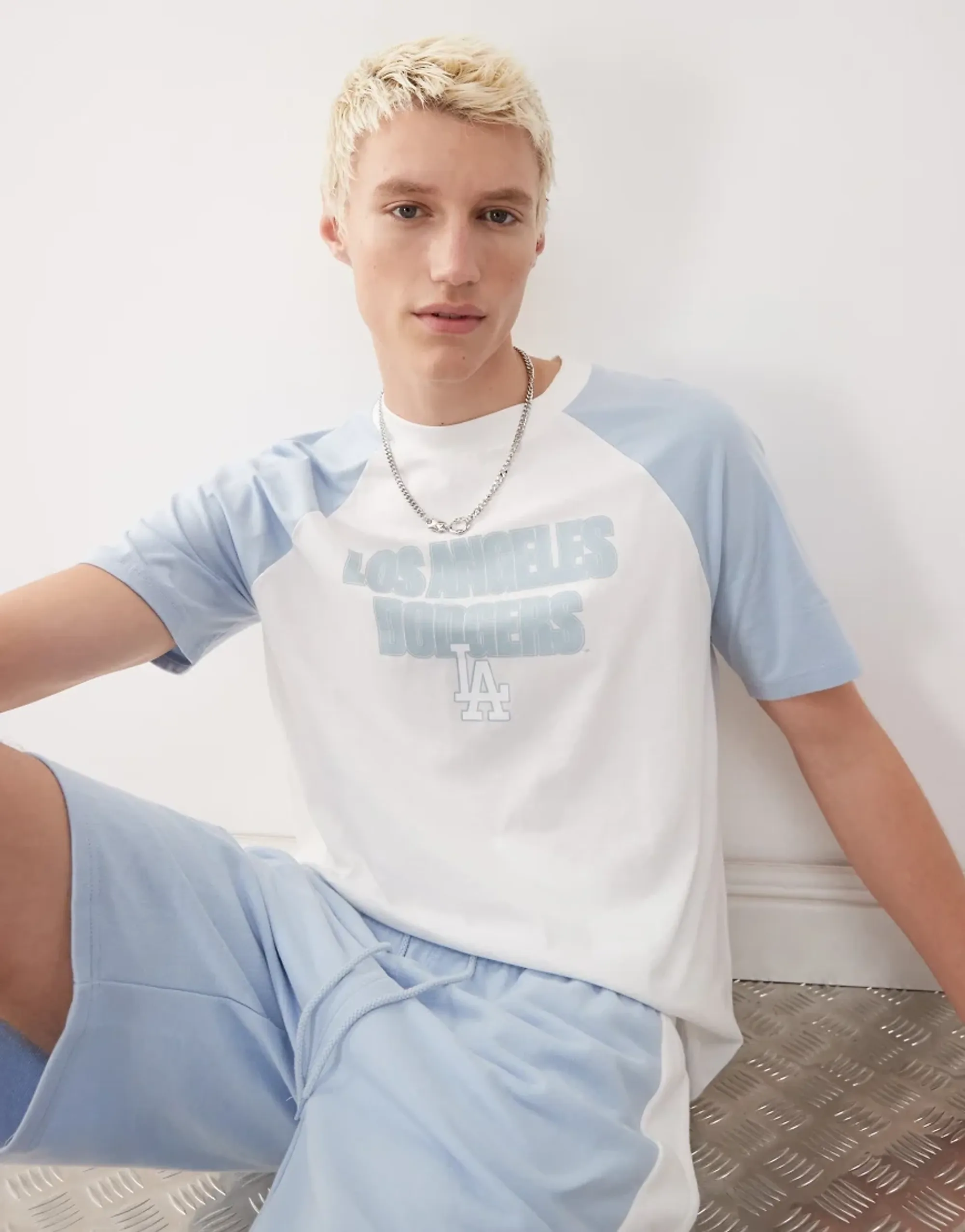 New Era Cap New Era La Dodgers Raglan T-Shirt Co-Ord In Blue Multi