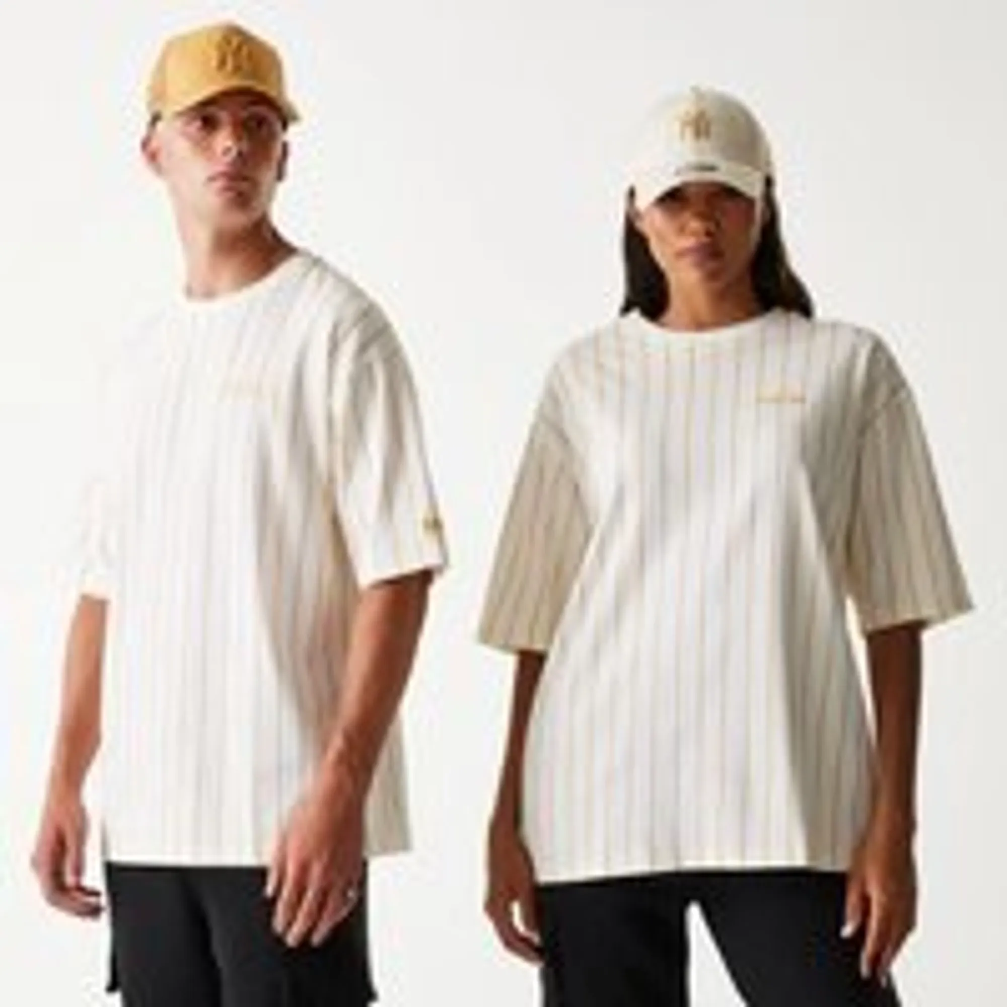 New Era Pinstripe Open White Oversized T-Shirt adult unisex