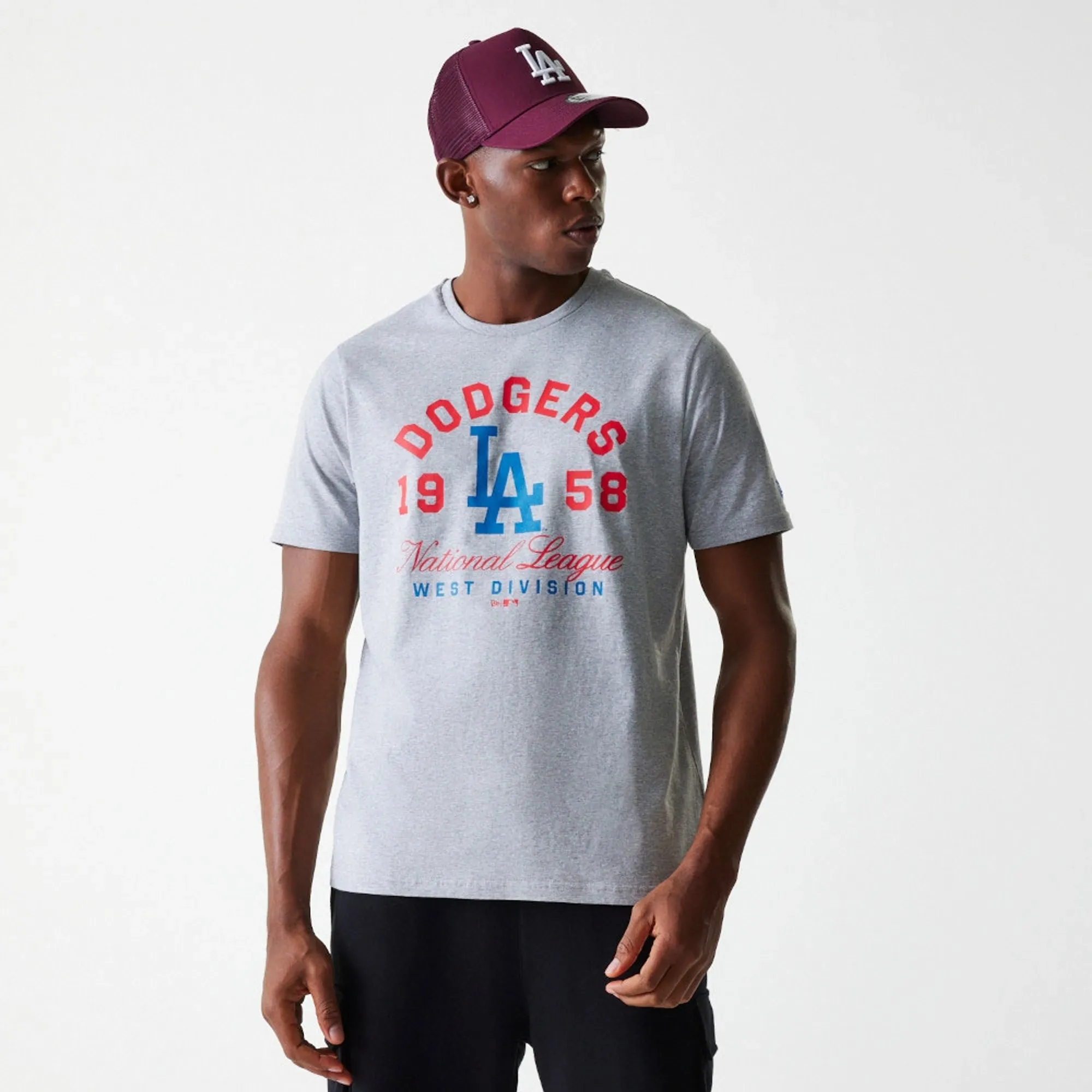 LA Dodgers MLB Wordmark Grey T-Shirt New Era Cap adult unisex