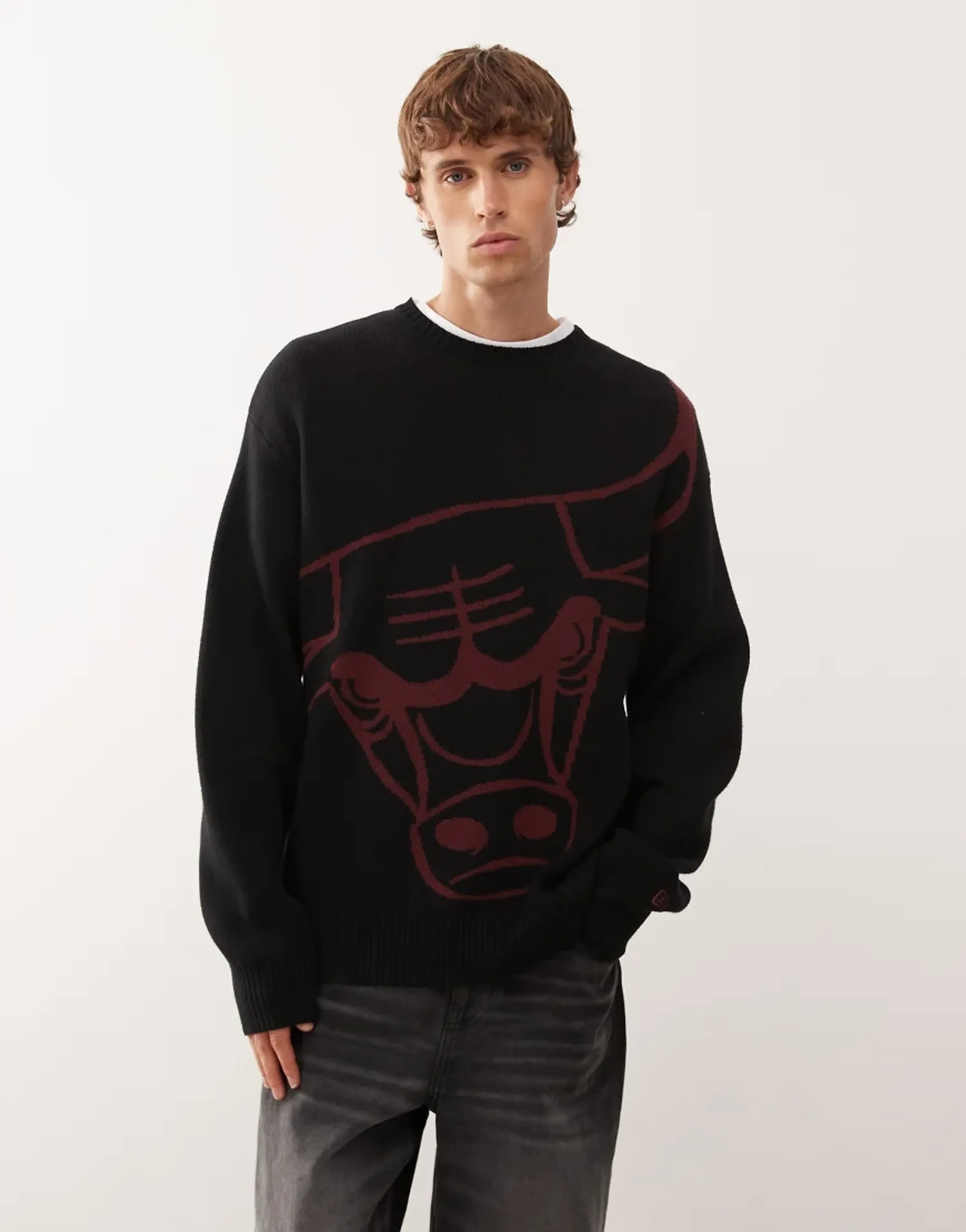 Chicago Bulls NBA Knit Black Oversized Knit Sweater New Era Cap adult unisex