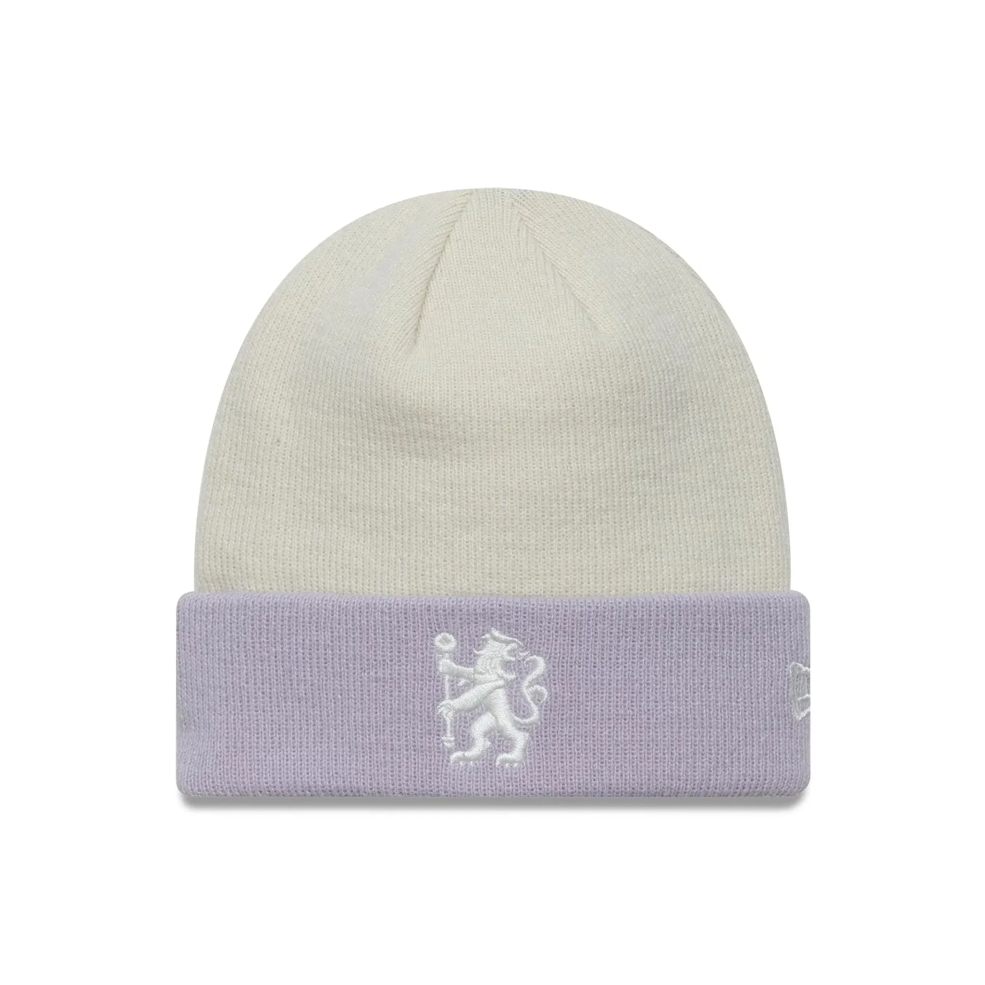 Chelsea FC Lion Crest Womens Contrast Cream Cuff Knit Beanie Hat New Era Cap adult female