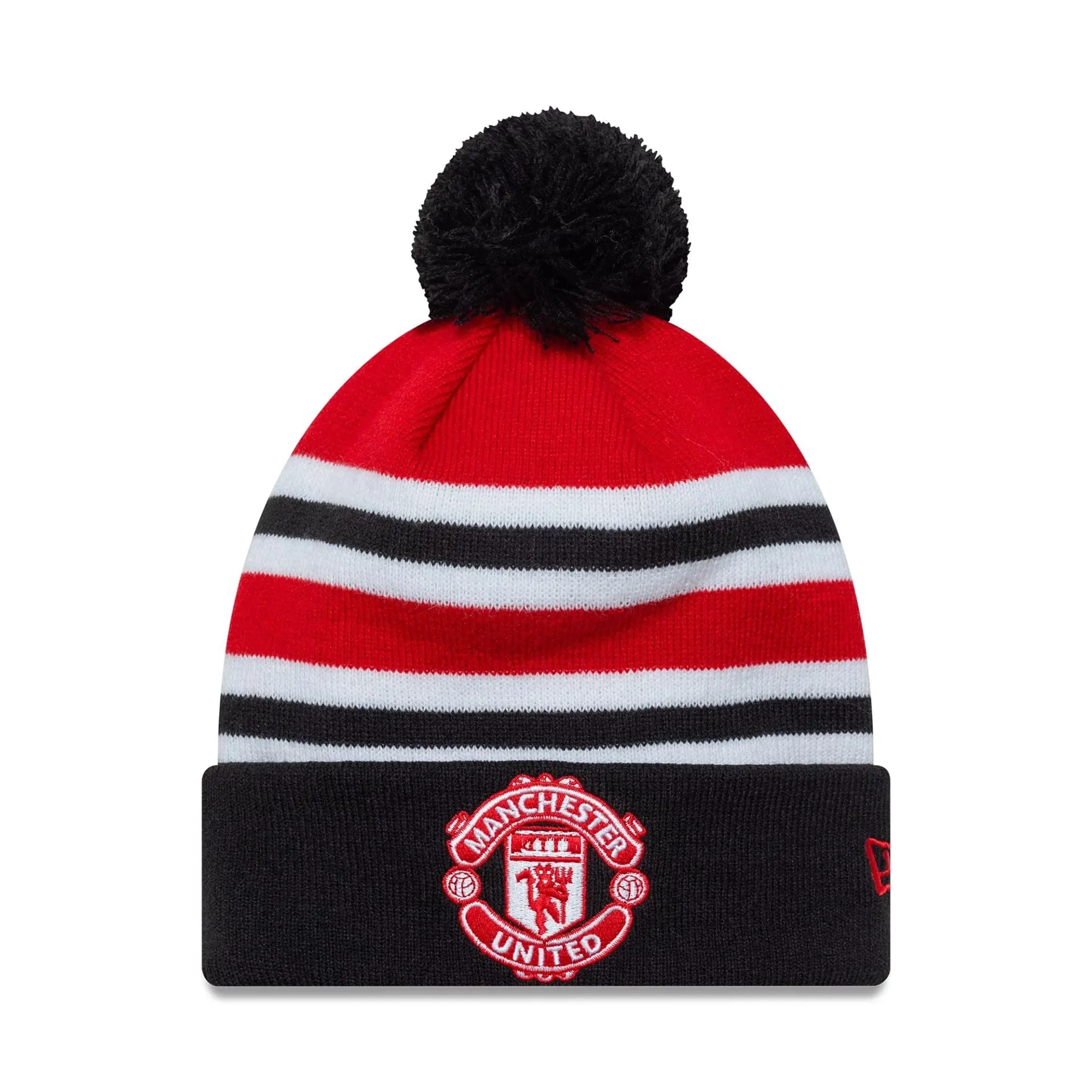Manchester United FC Youth Bar Stripe Red Cuff Knit Beanie Hat New Era Cap adult unisex