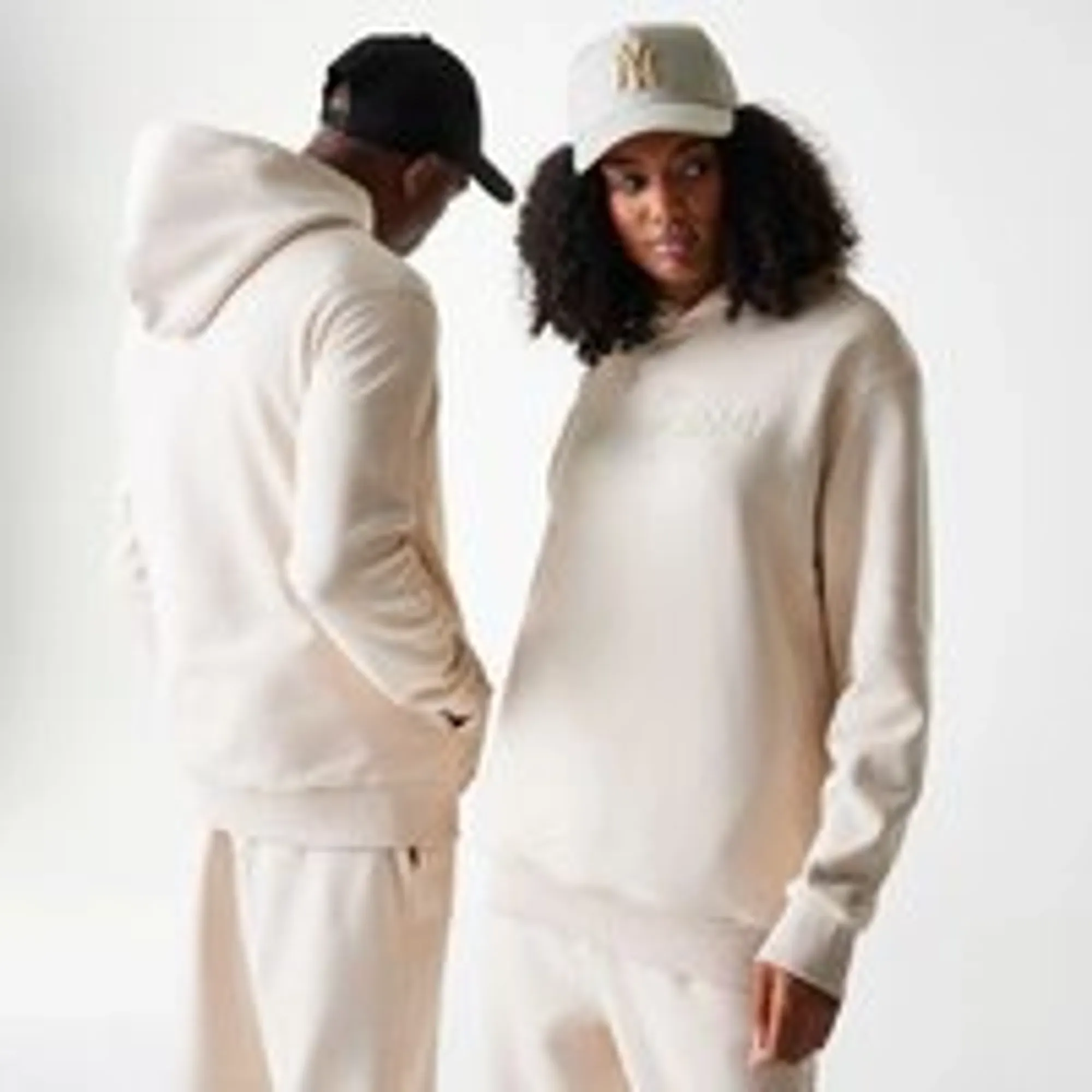 New Era Tech Light Beige Oversized Pullover Hoodie adult unisex
