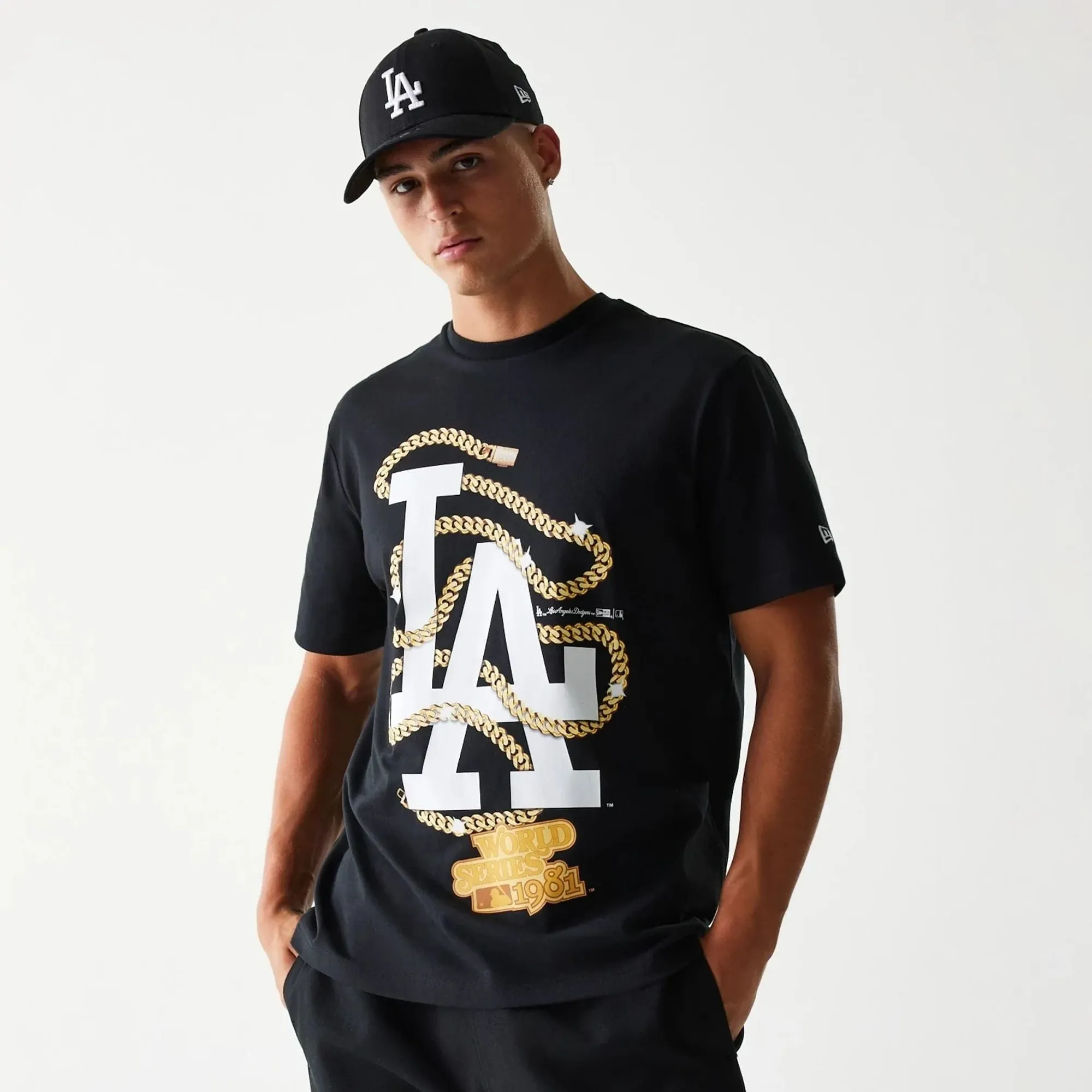 LA Dodgers MLB Chain Black Oversized T-Shirt New Era Cap adult unisex