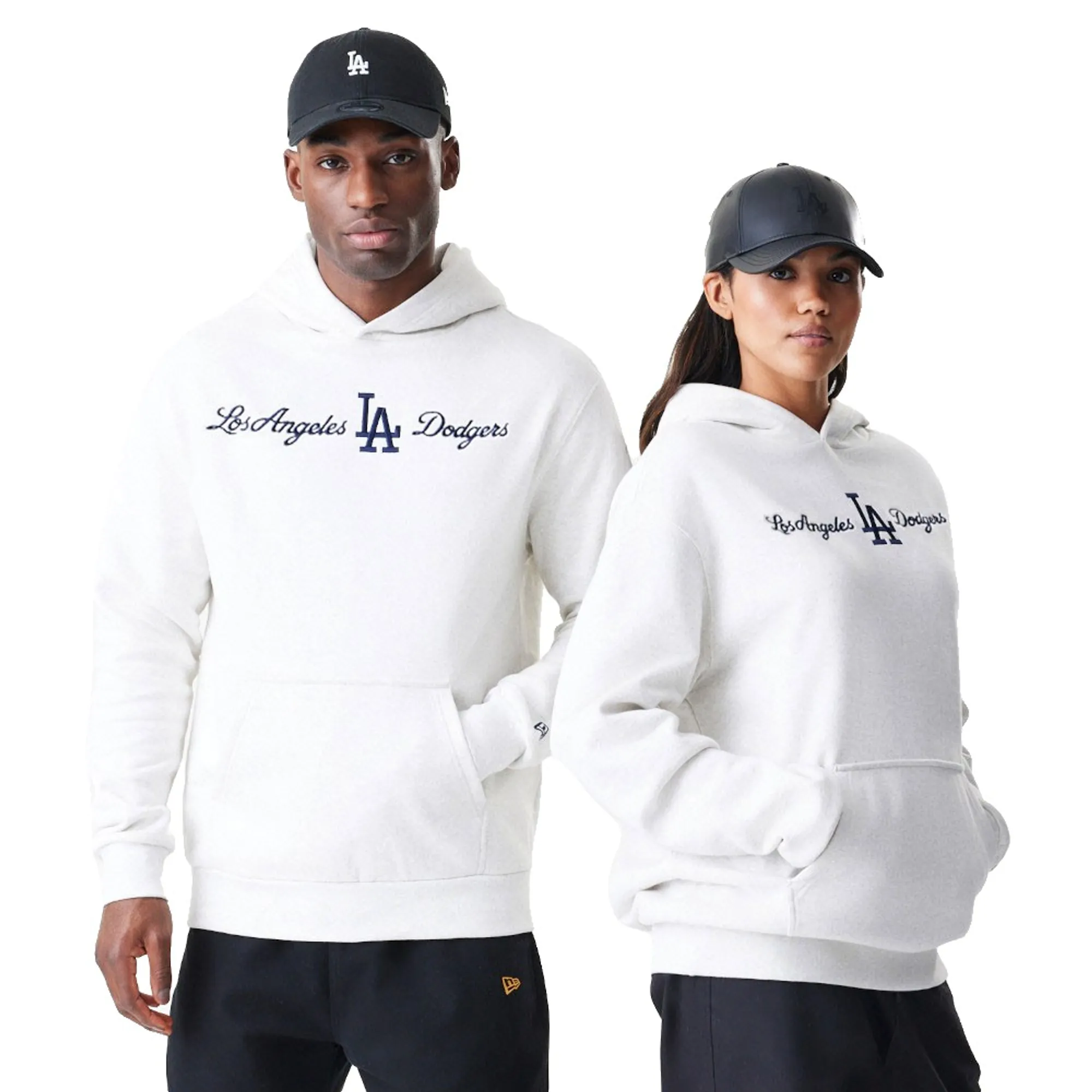 LA Dodgers MLB Script White Oversized Pullover Hoodie New Era Cap adult unisex