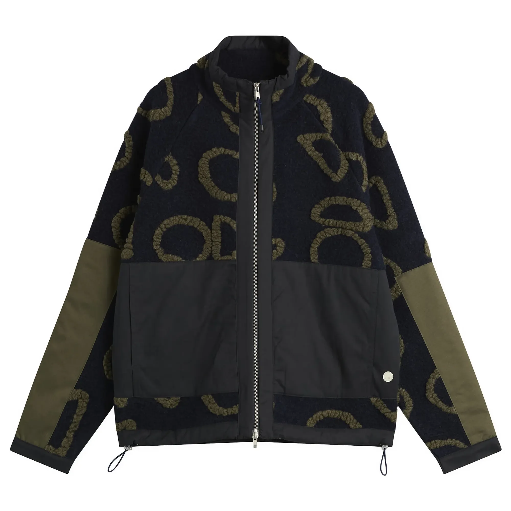 Folk Men's Signal Fleece Jacket Navy Circle Jacquard