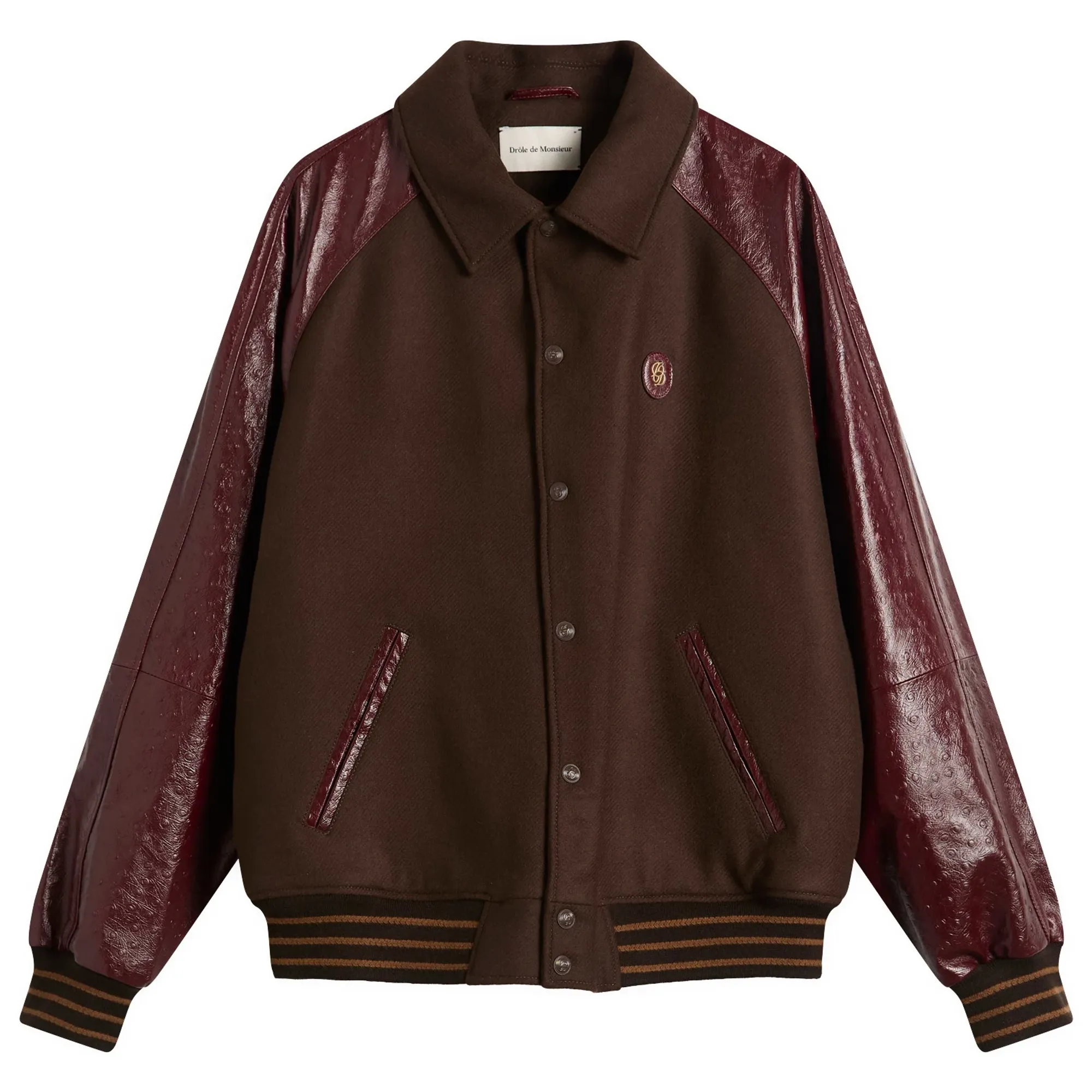 Drole De Monsieur Wool and Leather Teddy Jacket Dark Brown