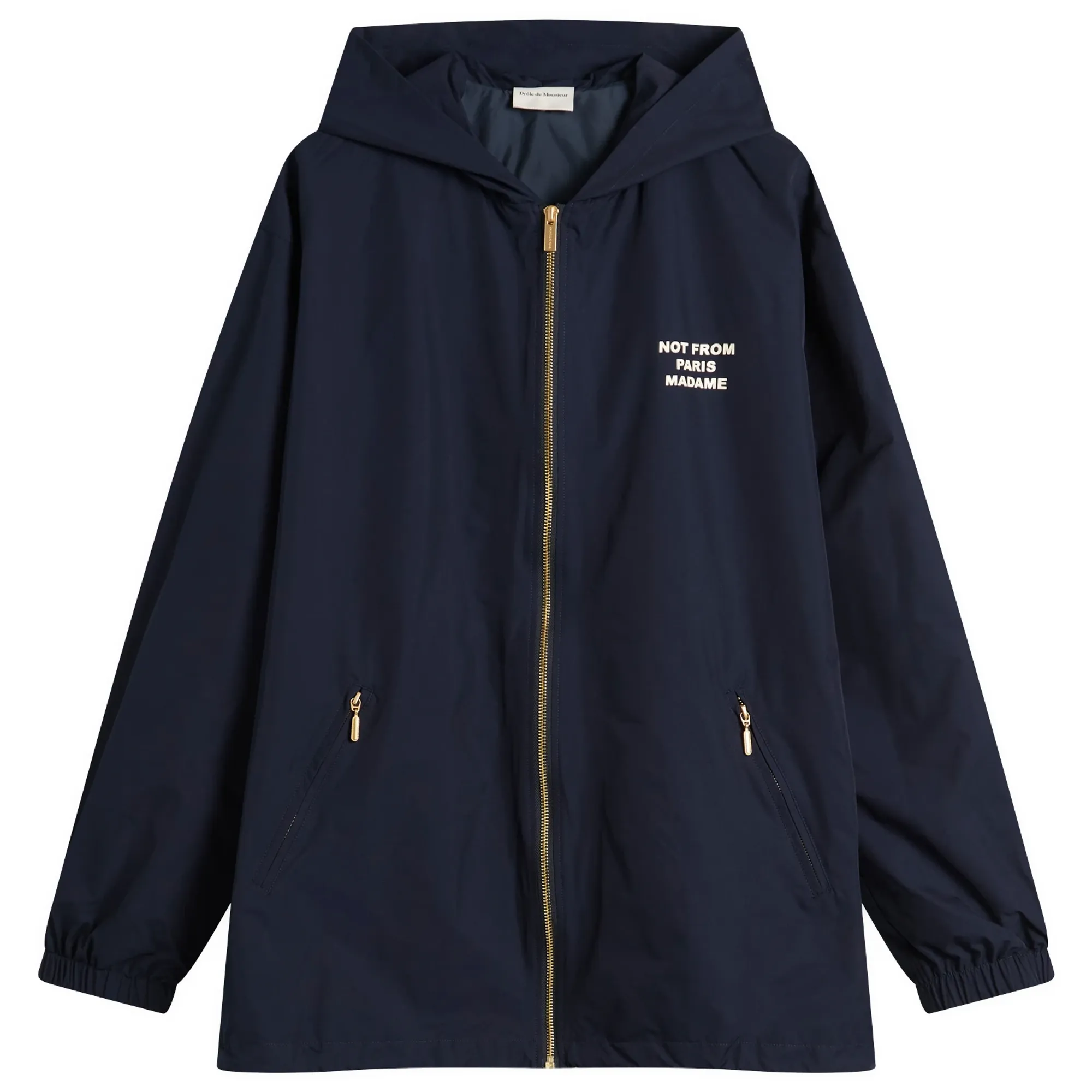 Drole De Monsieur Slogan Zip Hoodie Navy