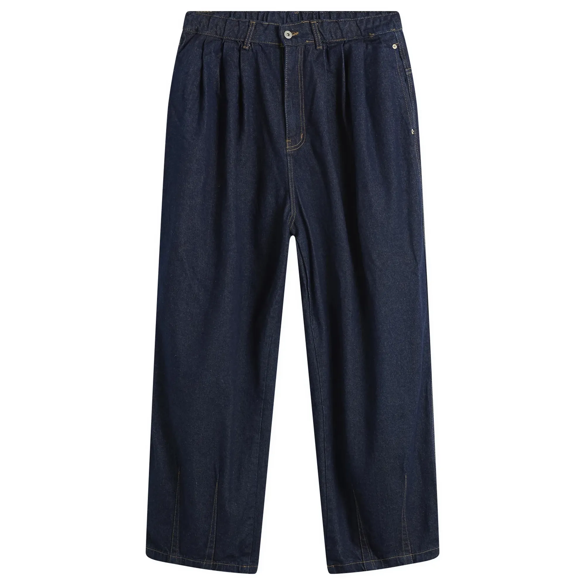 Anglan Men's Rigid Indigo Denim Balloon Pants Dark Blue
