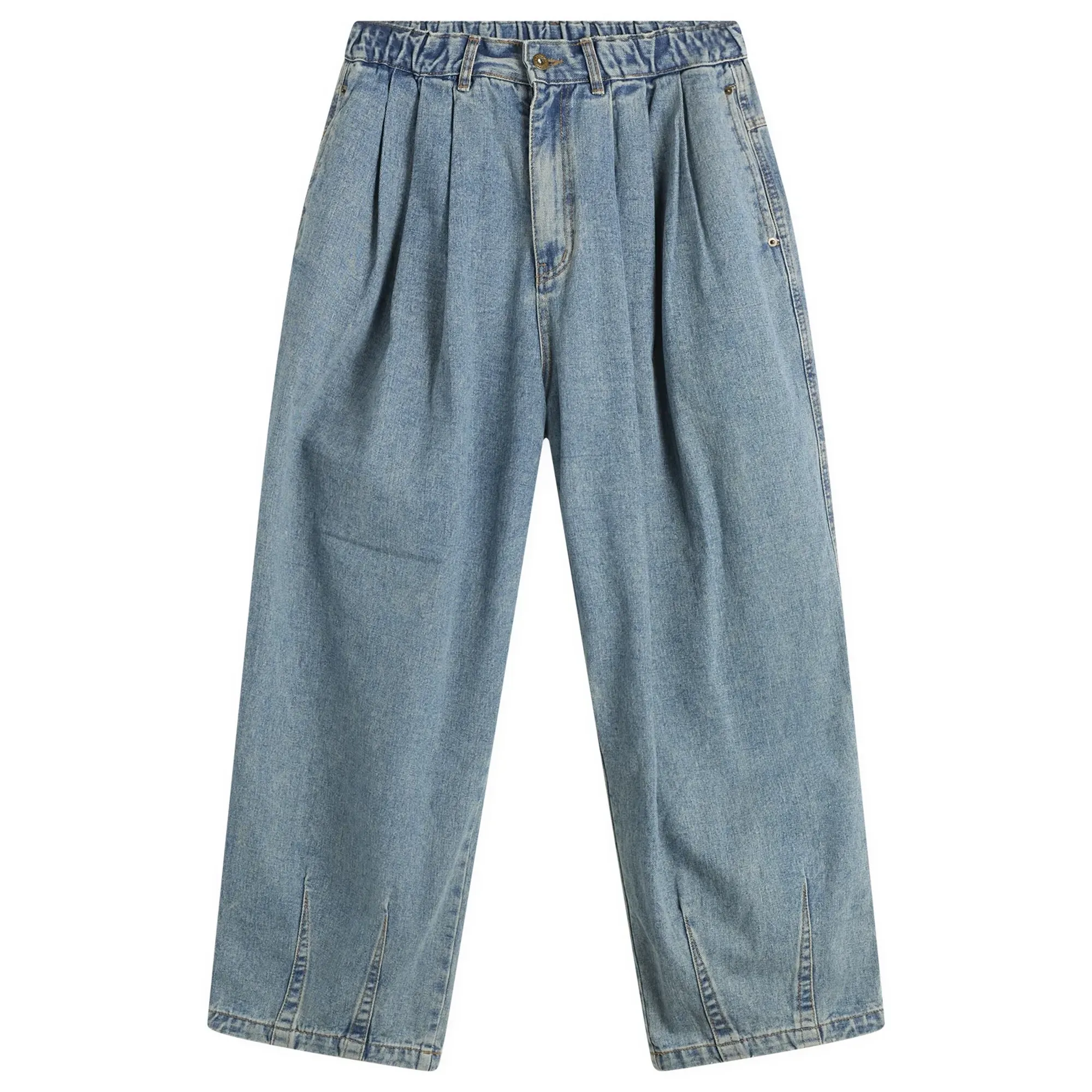 Anglan Men's Stone Vintage Denim Balloon Pants Light Blue